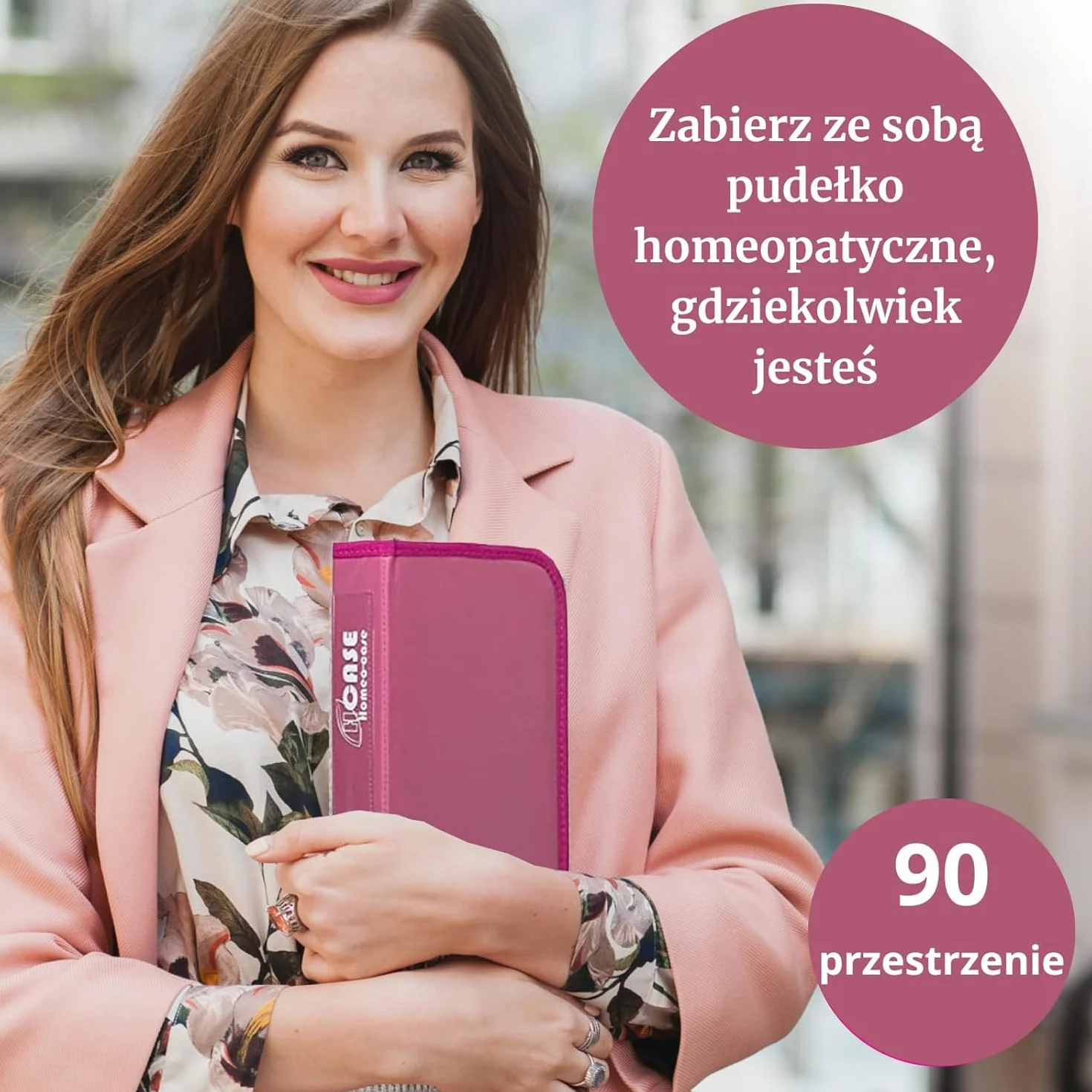 HOMEO-Case | Etui Homeopatyczne z 90 Przestrzeniami na Fiolki Boiron o Pojemności 4 Grama | Nie Zawiera Fiolków | Różowy