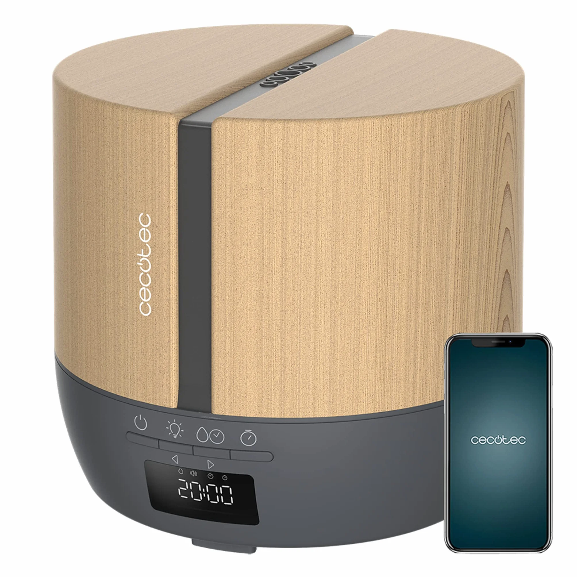 Cecotec PureAroma 550 Connected Grey Woody Dyfuzor Aroma 500 ml LED Głośnik Bluetooth Timer 12h 3 tryby 30m2