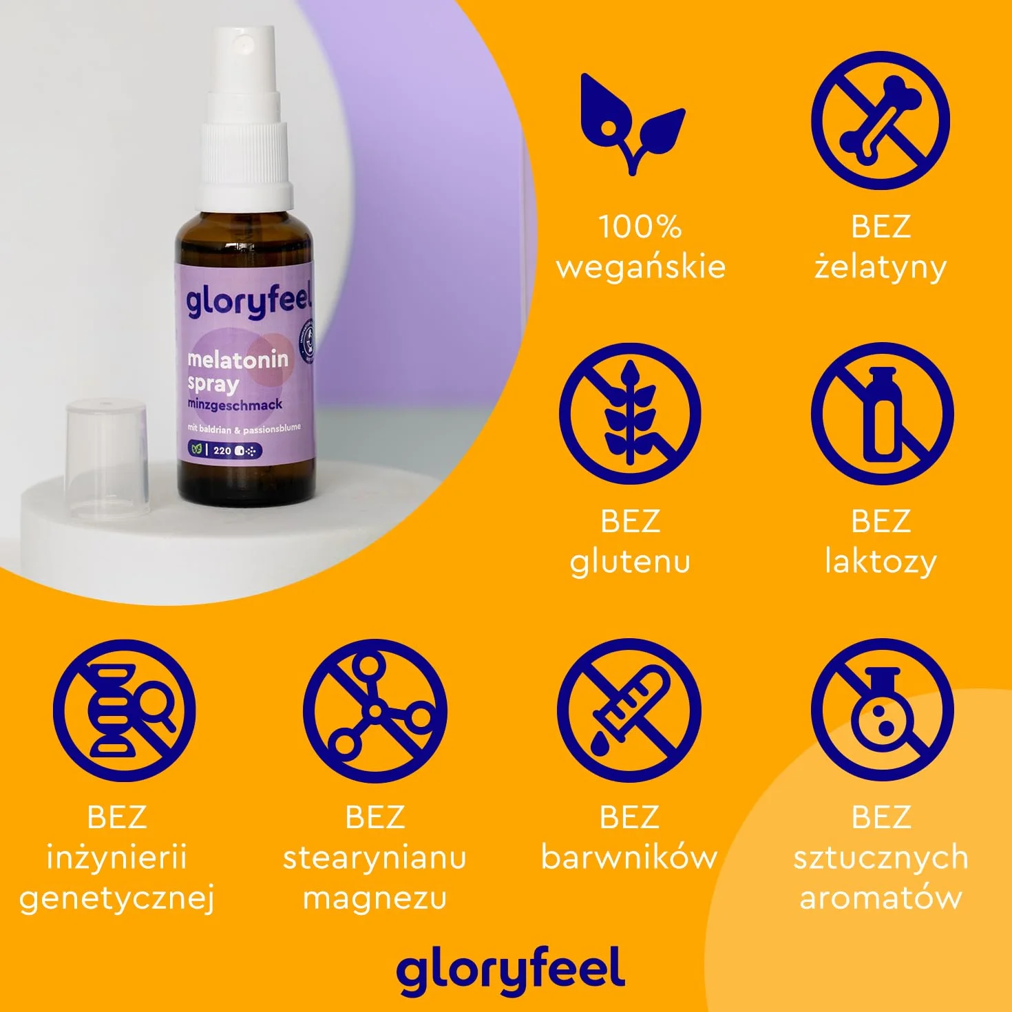 Melatonina w sprayu - z walerianą, lawendą + ekstraktem z melisy, wit. B6 i B1-1 mg melatoniny, 220 rozpyleń - w 100% wegańskie, testowane laboratoryjnie i wyprodukowane w Niemczech bez dodatków
