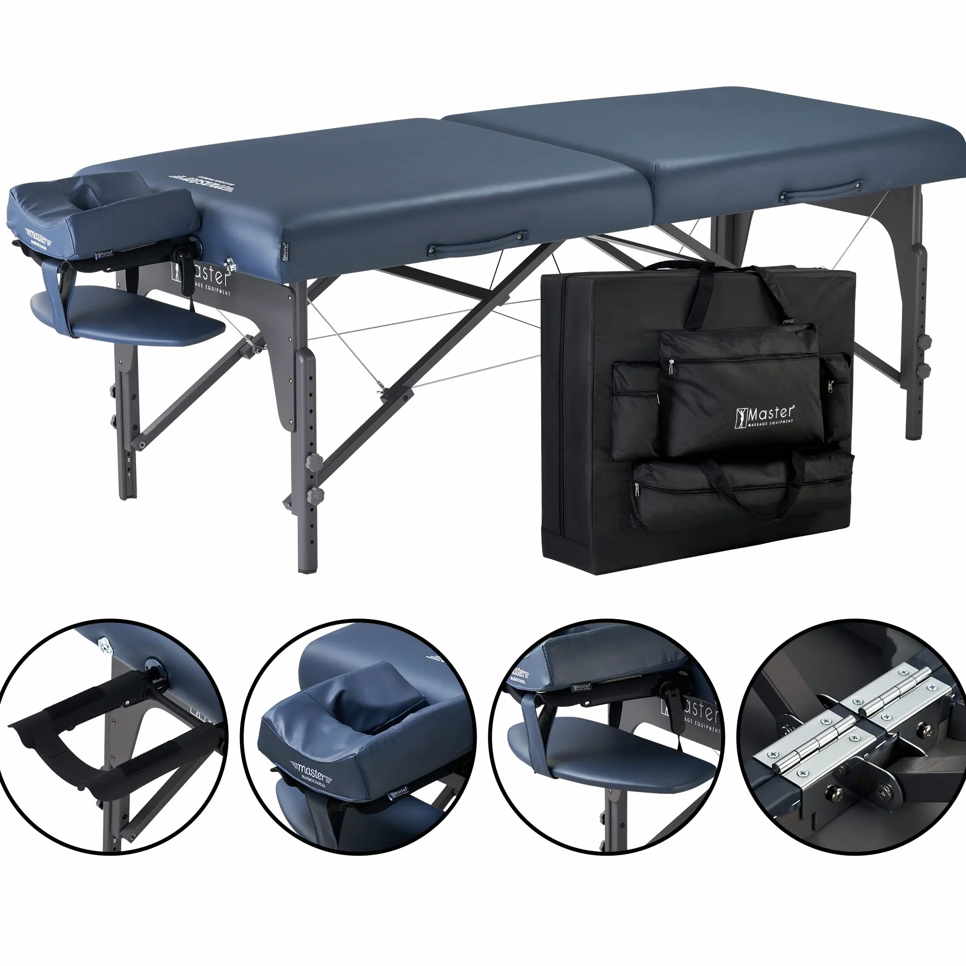 Master Massage 79 cm Montclair mobilny leżak do masażu, składany łóżko do masażu, ławka do masażu, przenośny kufel kosmetyczny, królewski błękit