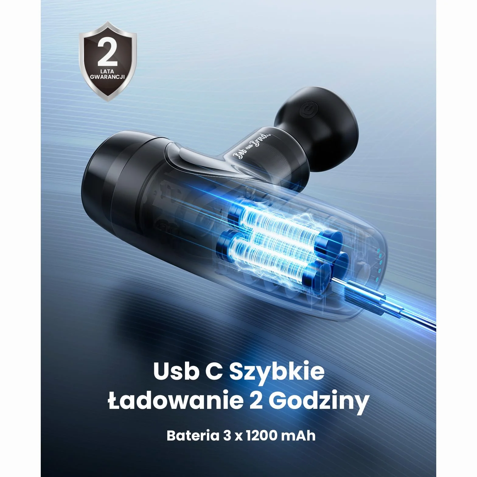 Bob and Brad M7 Plus mini pistolet do masażu z podgrzewaniem 9 mm amplituda USB-C