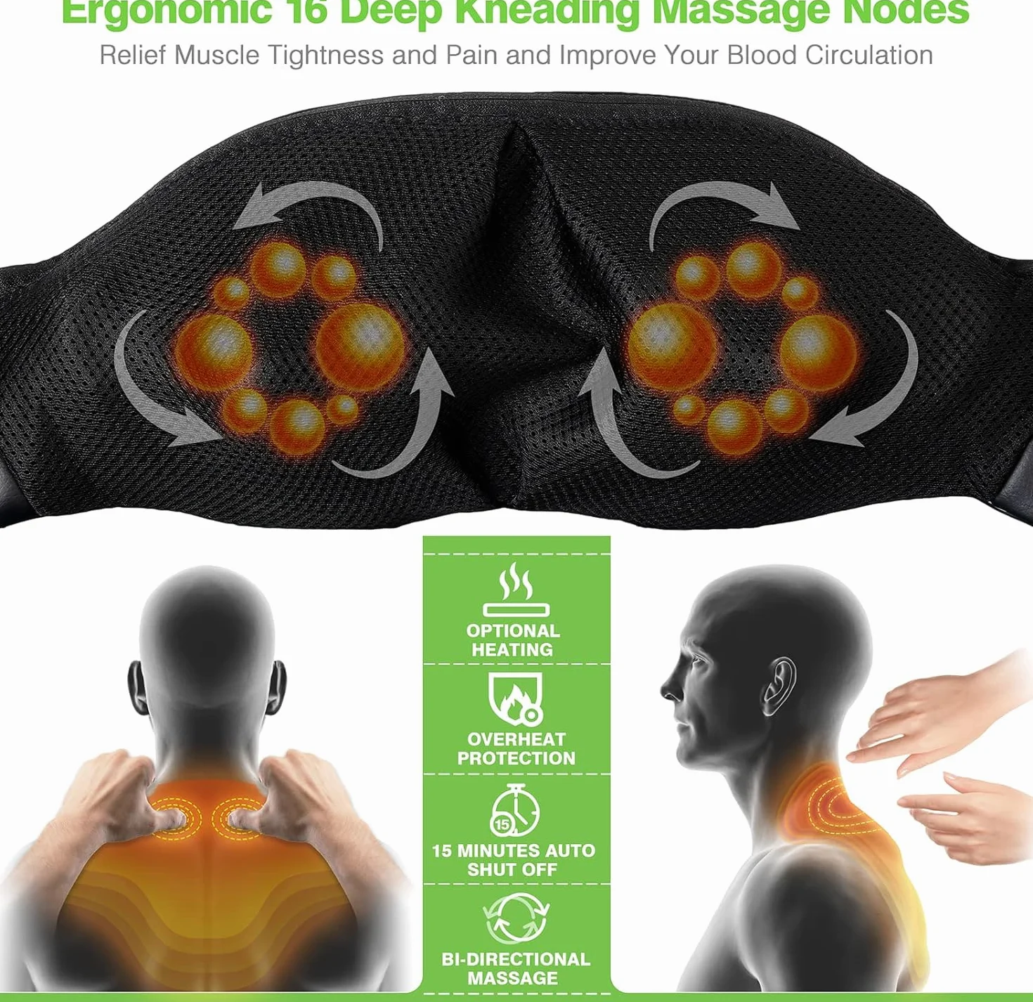 Shiatsu elektryczne urządzenie do masażu karku z funkcją ogrzewania, masaż pleców, nóg, stóp