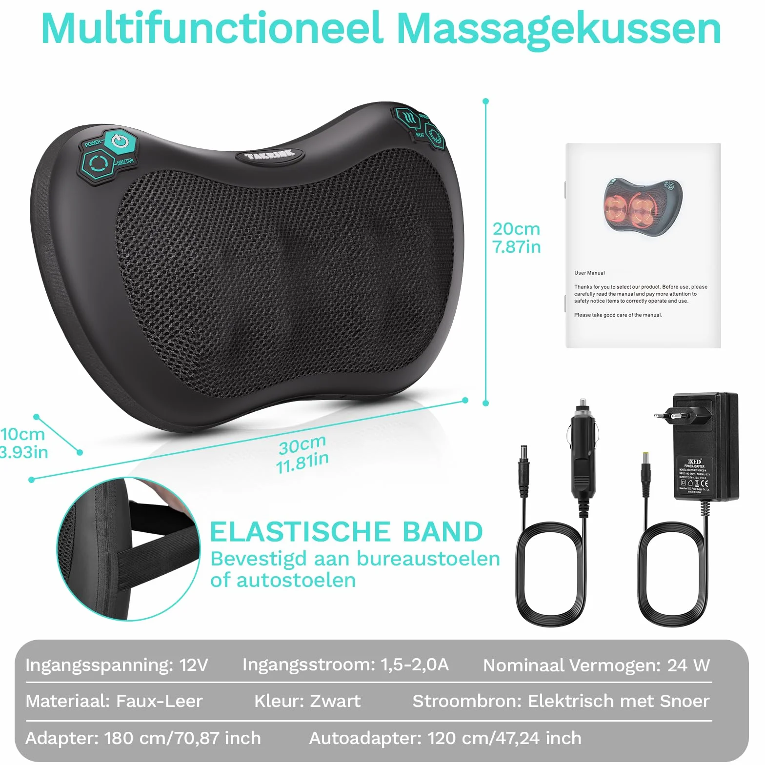 TAKRINK Poduszka do Masażu Shiatsu 8 Węzłów 3 Regulowane Prędkości Dwukierunkowy obrót Urządzenie do Masażu szyi i Kręgosłupa Szyjnego Idealny Prezent Urodzinowy dla Mężczyzn i Kobiet