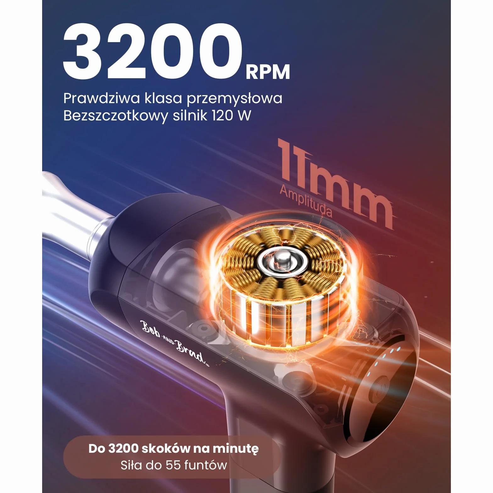 Bob and Brad X6 Pro Max pistolet do masażu z funkcją ciepła i zimna, Massage Gun 11 mm amplituda, metalowa głowica