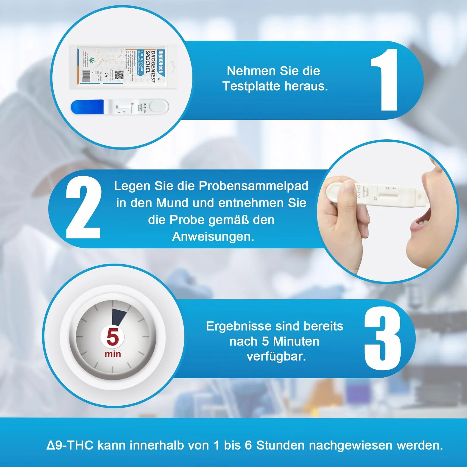 THC test na ślinę, szybki test na ślinę, test narkotykowy, szybki test na ślinę pod kątem wrażliwości konopi indyjskich, 3,5 ng/ml (2 sztuki)