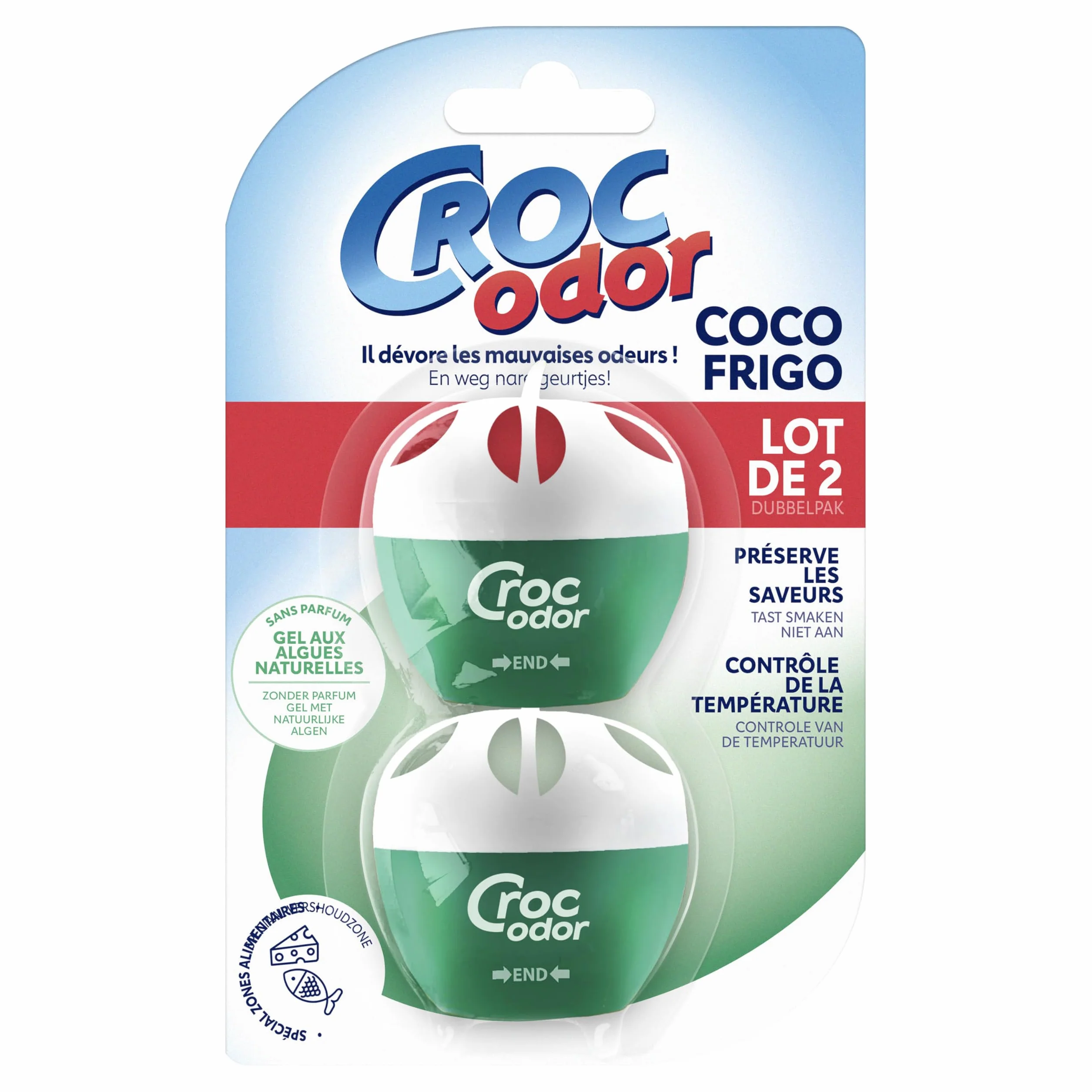 Croc'Odor Dezodorant do lodówki, dwupak, bezzapachowy, 2 x 33 g