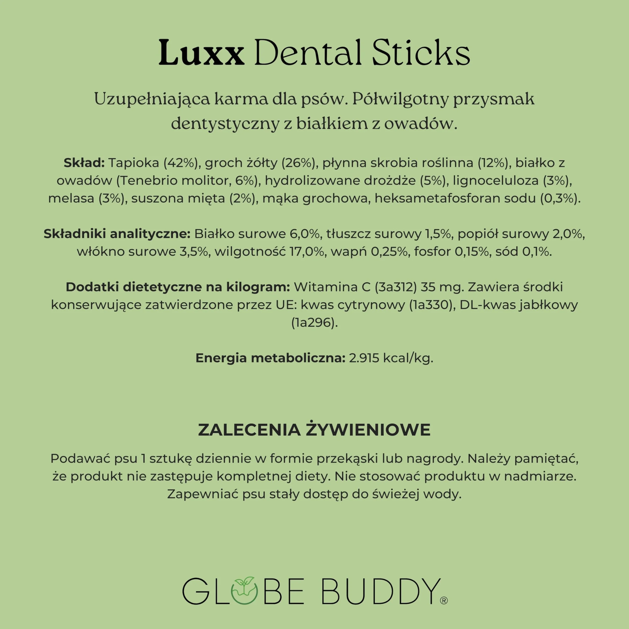 Luxx Dentystyczne Przysmaki dla Psów – Bezzbożowe Gryzaki z Białkiem z Owadów, Miętą & SHMP – 7 Super Premium Smakołyków (250g)