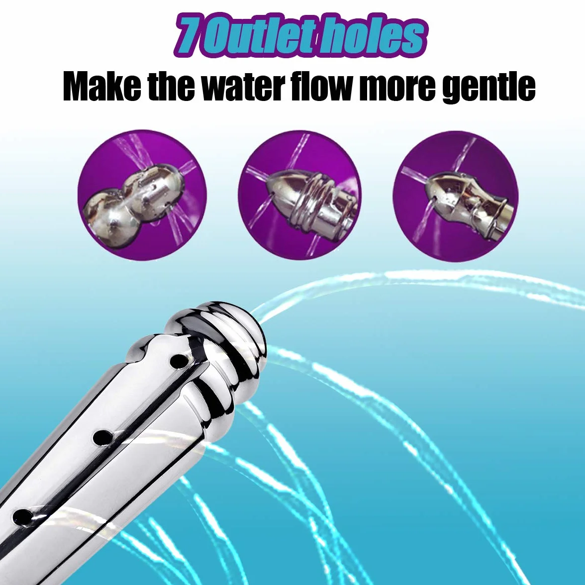 Enema Shower Prysznic analny z 3 głowicami Bowel Cleanse Kit Silver