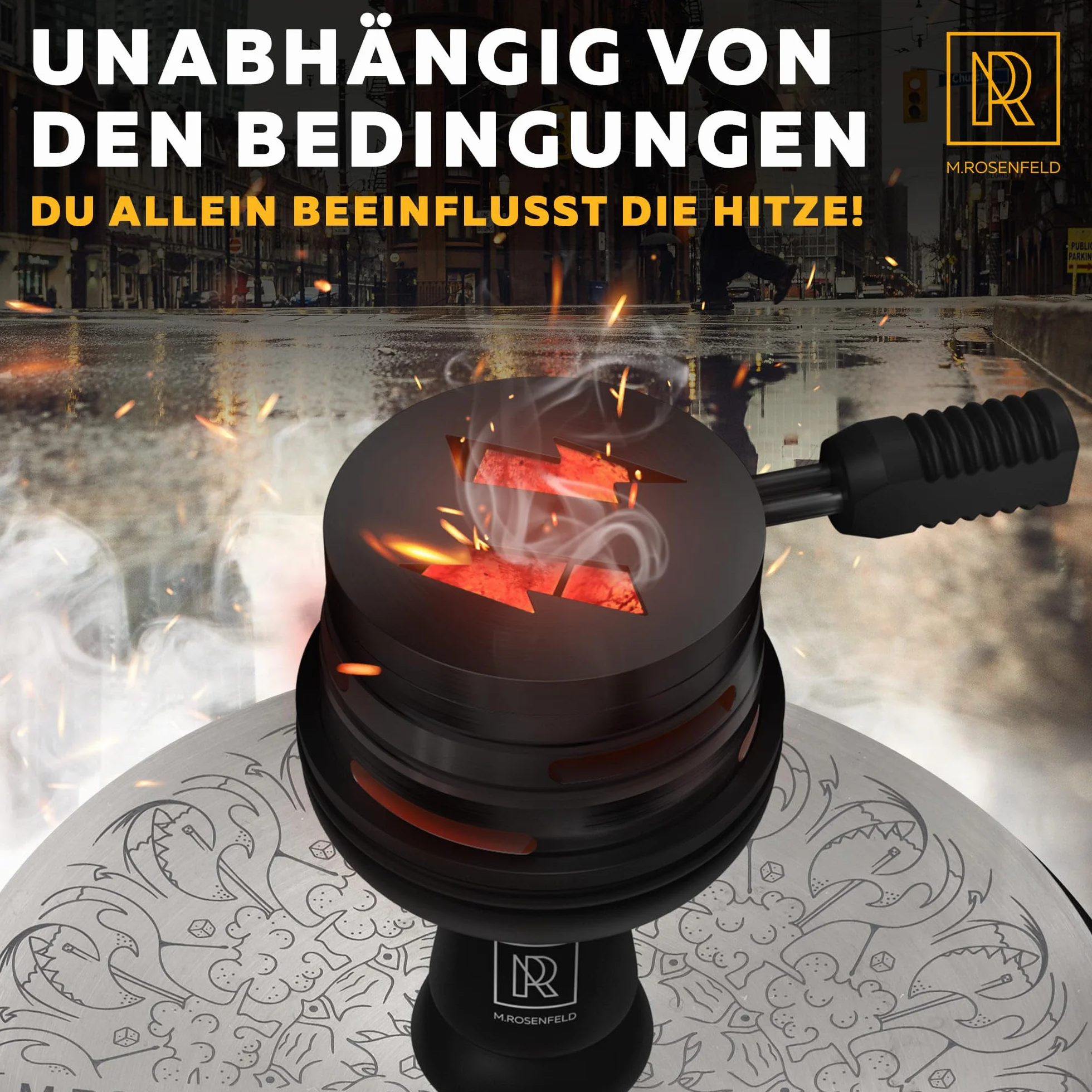 M. ROSENFELD Smokebox Basics Shooting Star Shisha, smokebox, akcesoria kominkowe HMD z kamienną główką, filtr przeciwwiatrowy do fajki wodnej, filtr do fajki wodnej