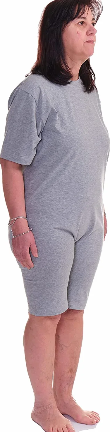 FERRUCCI COMFORT Bawełniane body sanitarne z zamkiem błyskawicznym wewnętrzna letnia noga, Unisex - 9076 - Made in Italy