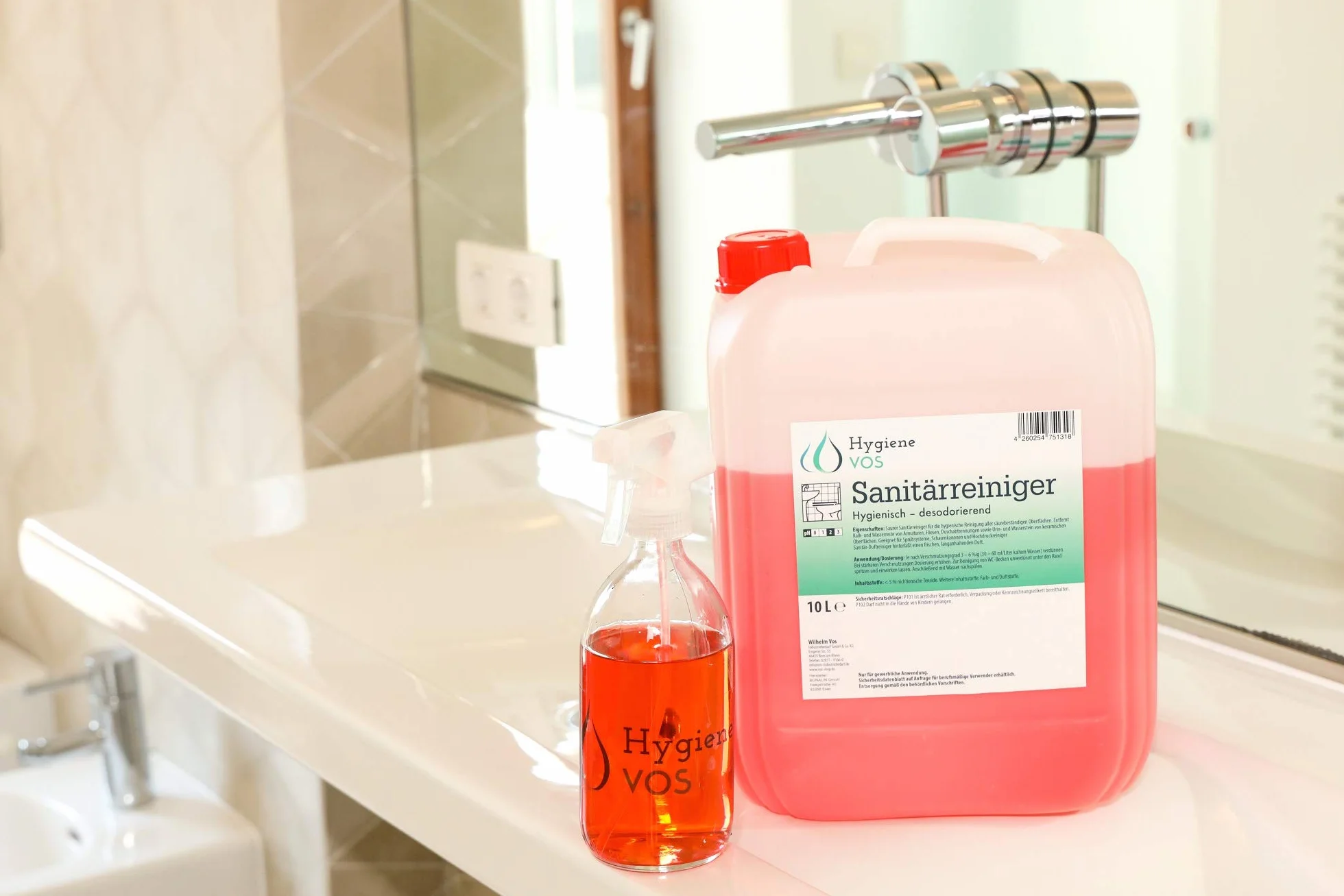 Hygiene VOS Środek do czyszczenia sanitarnego 10 litrów, środek do czyszczenia łazienki, usuwa kamień z armatury, płytek, kabin prysznicowych oraz kamień moczowy i kamień wodny. Nadaje się do myjek