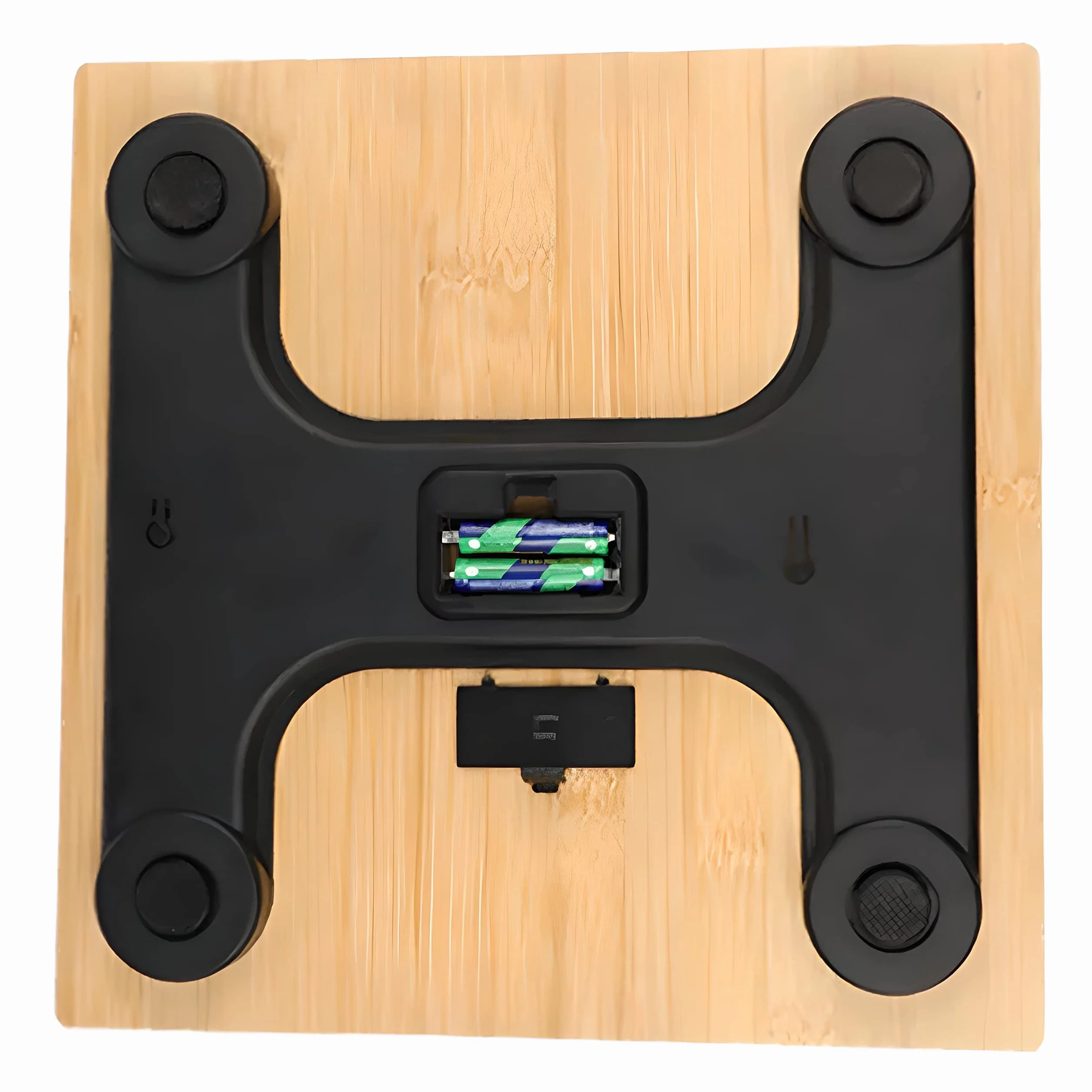 Retoo Cyfrowa Waga Bambusowa z Wyświetlaczem LCD, Cyfrowa Drewniana do 180 kg, Elektroniczna Łazienkowa, Zasilanie Bateryjne, 30 x 30 cm