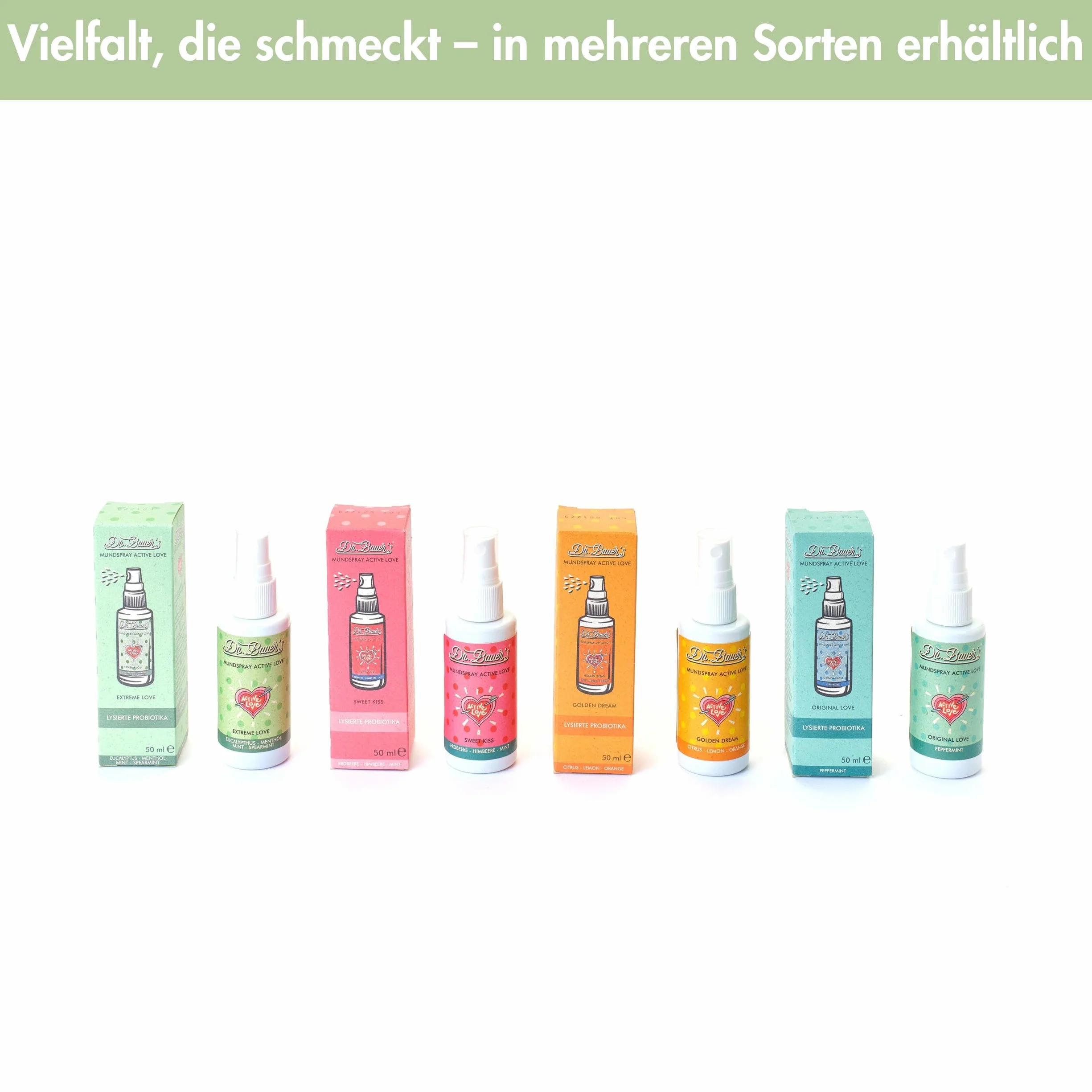 Dr. Bauer's Extreme Love Spray do ust 50 ml – mocna świeżość mięty, wegański, bez alkoholu