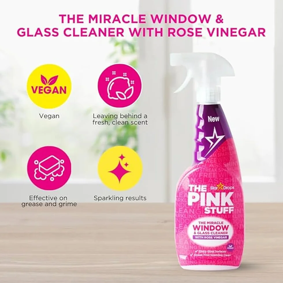 Stardrops Pink Stuff środek do czyszczenia okien i szkła z octem różanym 850 ml