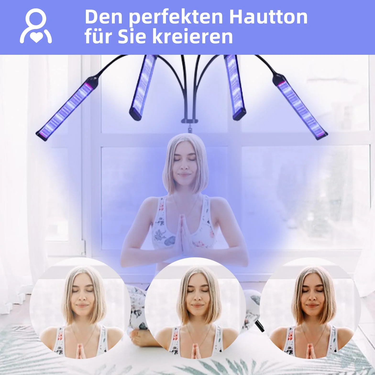 Solarium do domu 40W 420 diod LED 460 nm z 4 regulowanymi szyjami do opalania twarzy i ciała