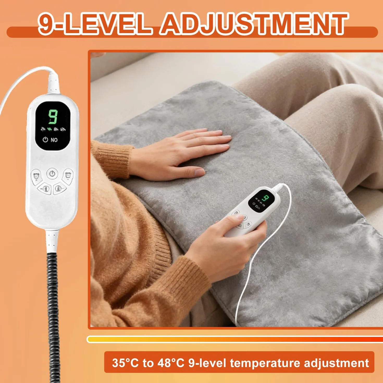 Poduszka grzewcza dla zwierząt domowych 45 x 70 cm – elektryczna mata grzewcza dla psów i kotów, 9 poziomów temperatury (35-48°) i 4 timery (2-12 h), mata grzewcza z odpornym na ugryzienie kablem 1,6