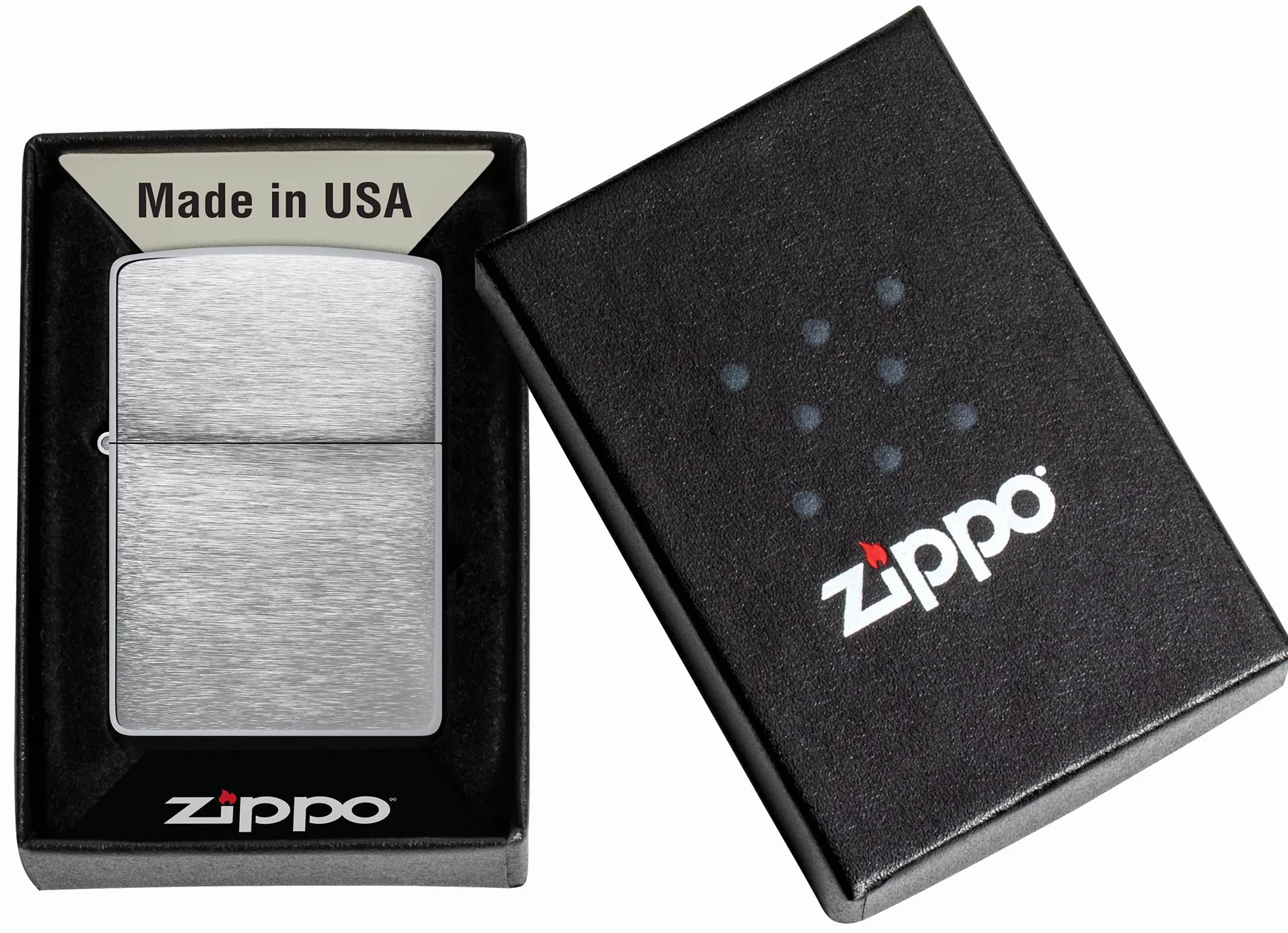 Zippo Zapalniczka Sztormowa Szczotkowany Chrom z Bocznym Grawerunkiem Płomienia Wielokrotnego Użytku Odporna na Wiatr Made in USA