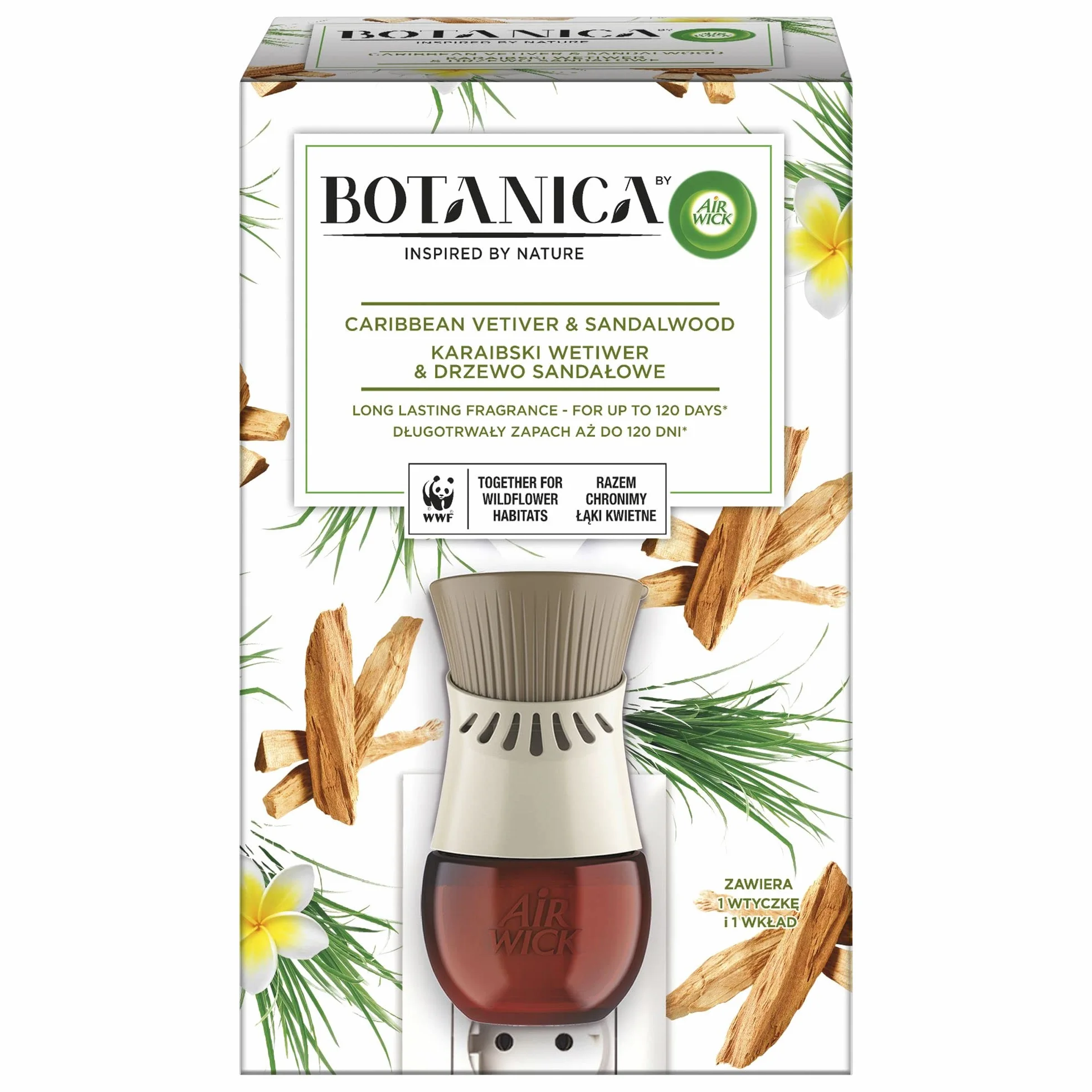 Botanica by Air Wick Karaibski Wetiwer & Drzewo Sandałowe 19ml Komplet