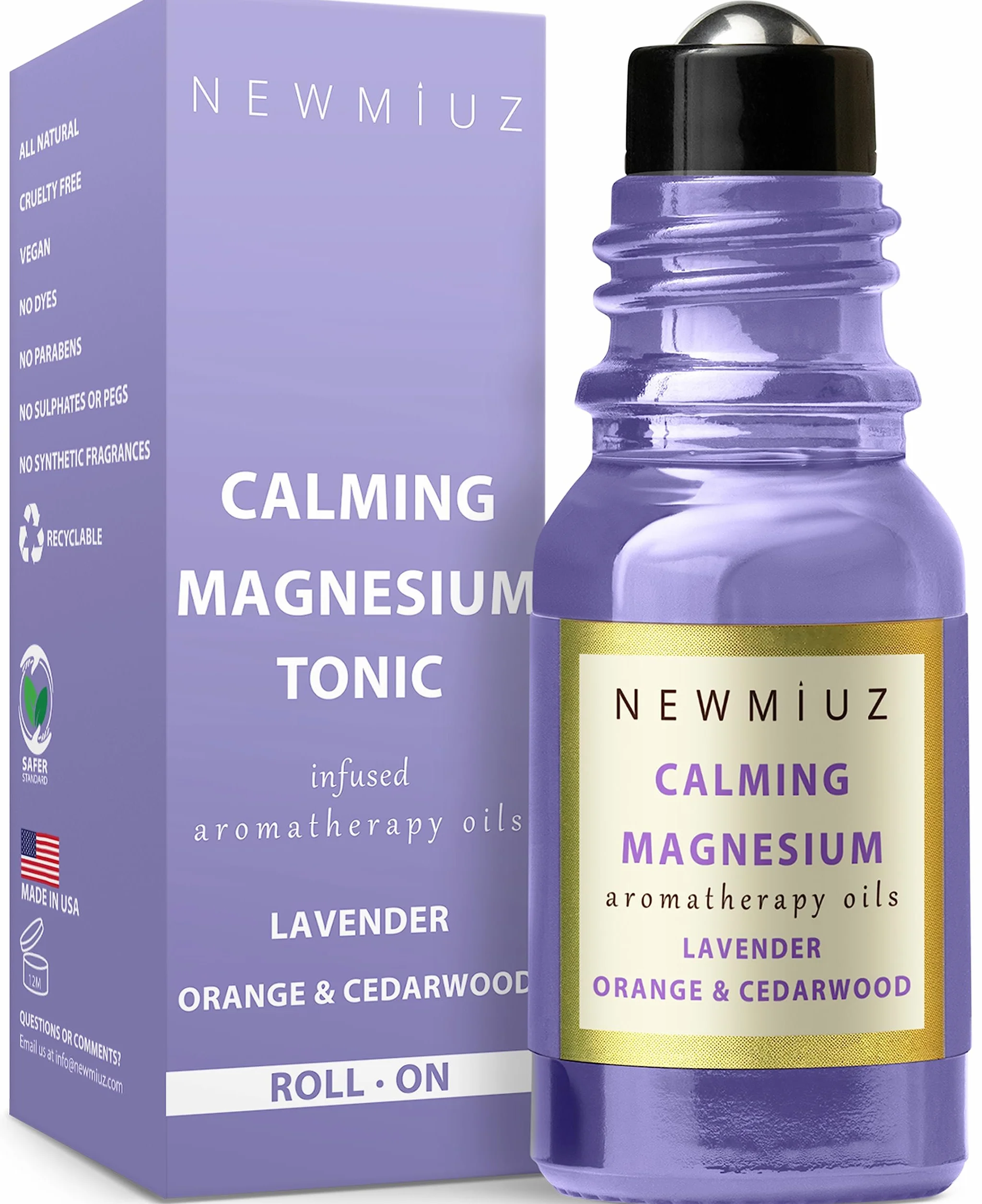 Soothing Magnesium Roller with Lavender, Orange and Cedarwood Essential Oil - Relaxing Aromatherapy for Self-Care and Relaxation