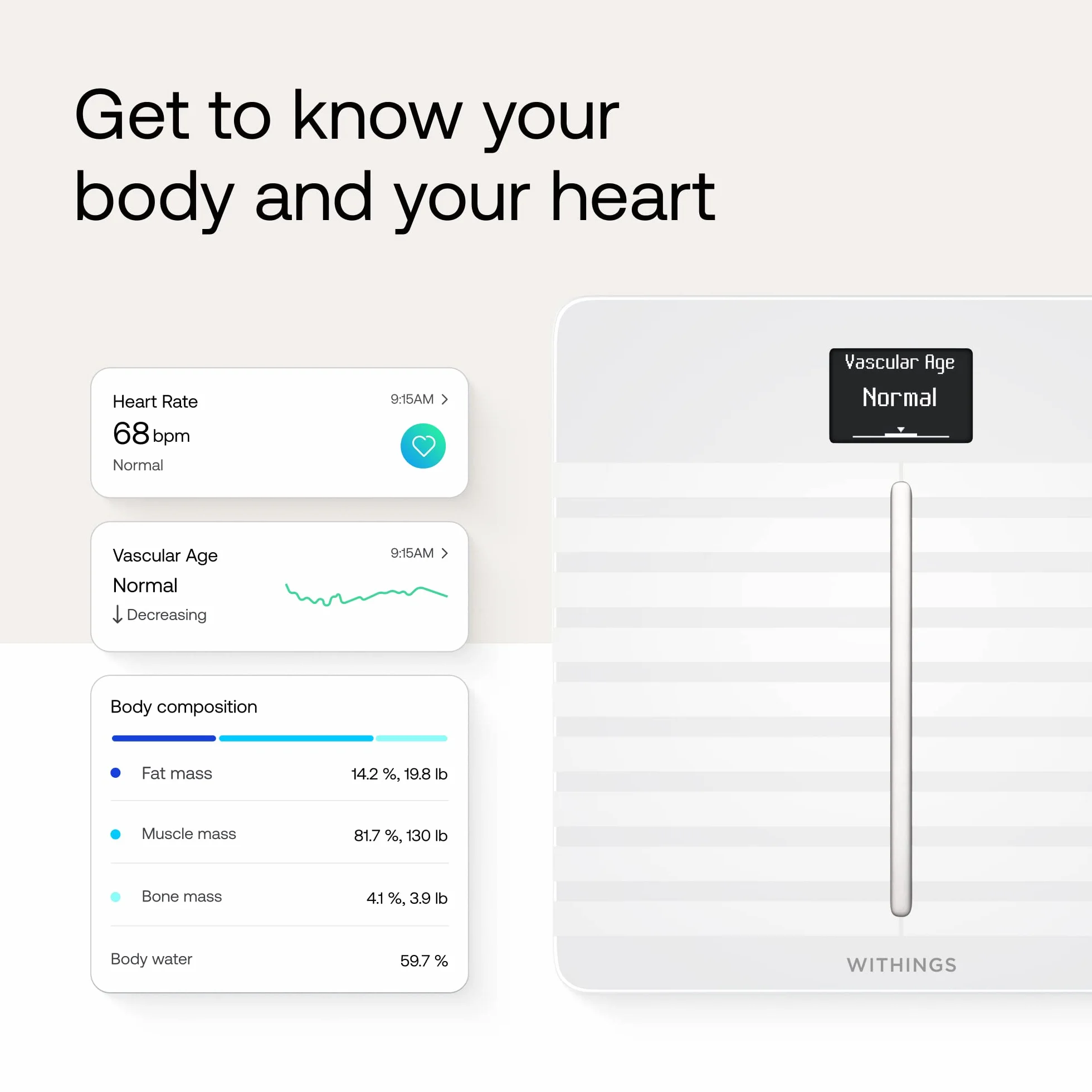 Withings Body Cardio WLAN Smart waga z funkcją składu ciała, pomiar tętna, BMI