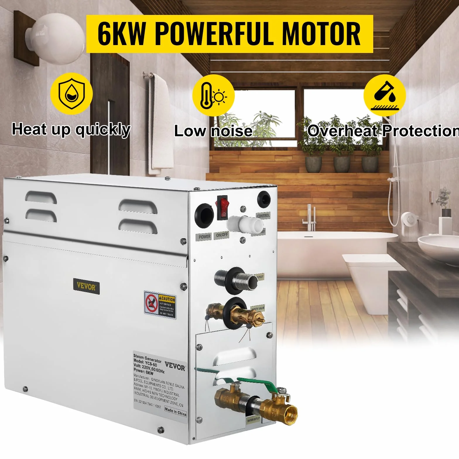 Generator pary 6 kW sauna domowe spa prysznic generator pary do łaźni tureckiej o małej pojemności z cyfrowym sterownikiem