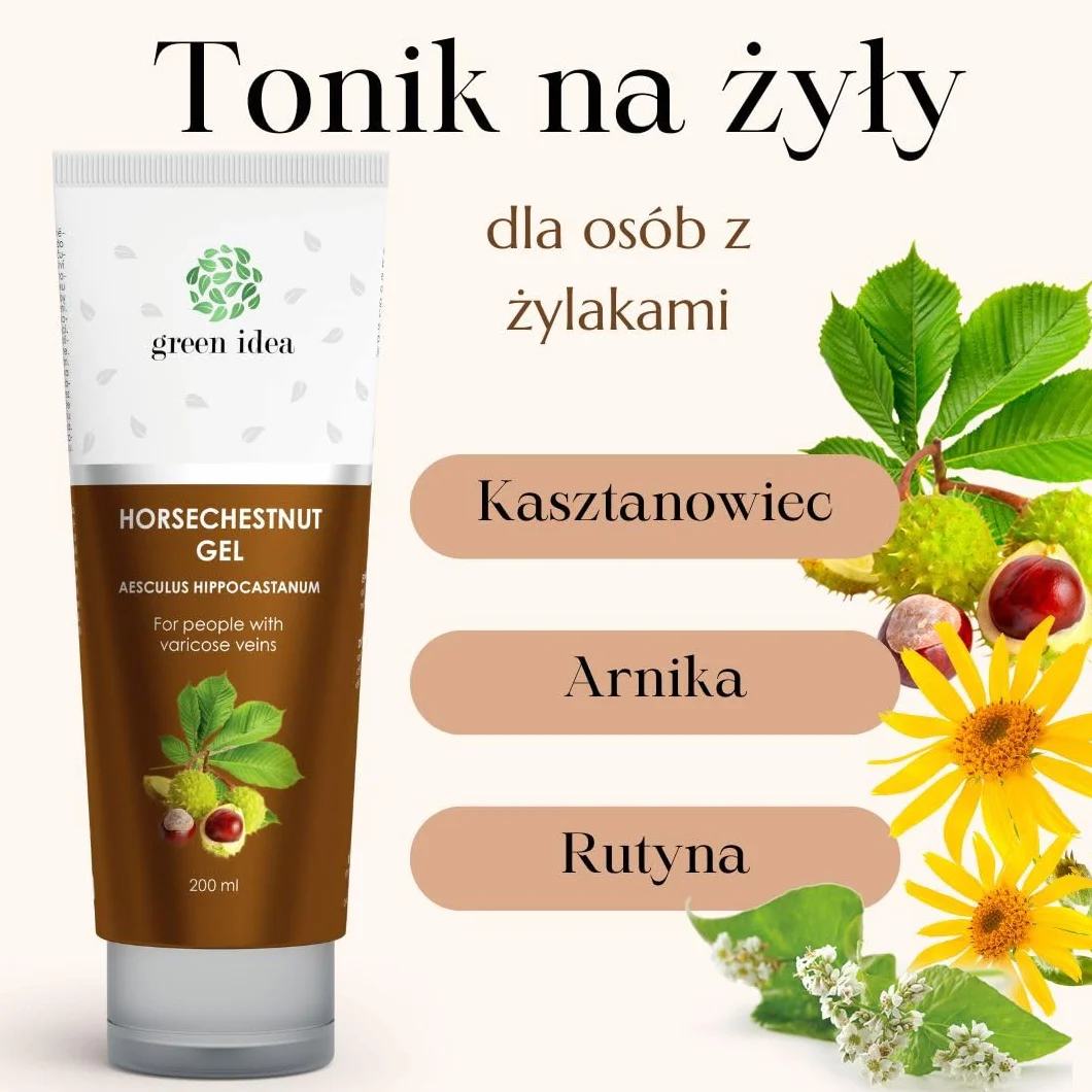 Green idea – Maść kasztanowa na żylaki - kasztanowiec, arnika, rutyna - na pajączki i hemoroidy - maść żylna 200 ml