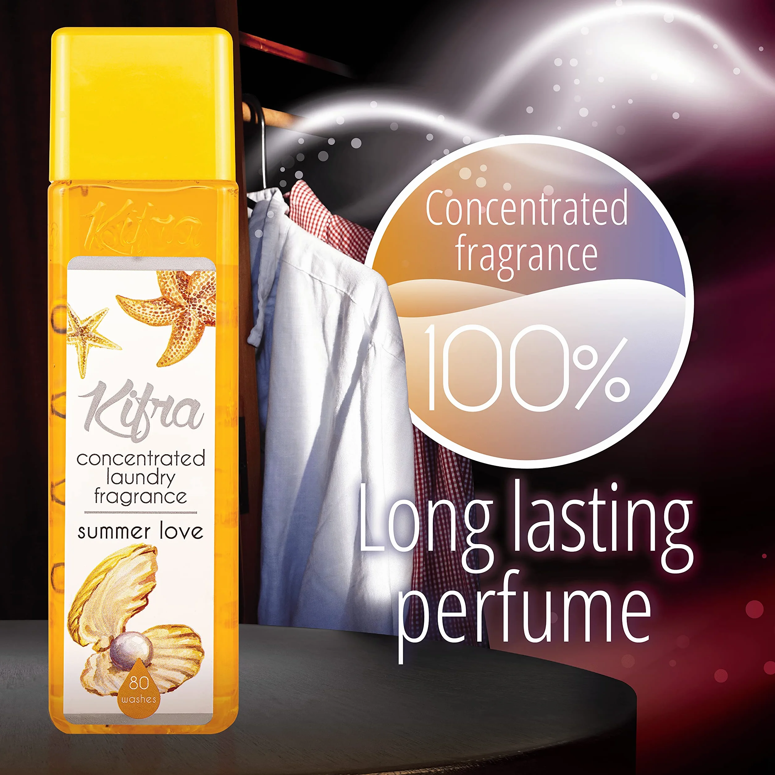 Kifra Summer Love skoncentrowane perfumy do prania, 200 ml, 80 cykli prania, długotrwały zapach do prania