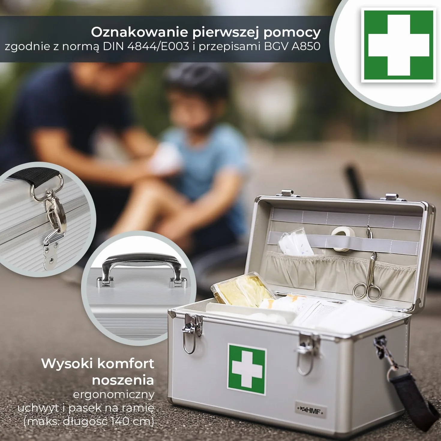 HMF 14701-09 apteczka pierwszej pomocy aluminium 40 x 22,5 x 20,5 cm