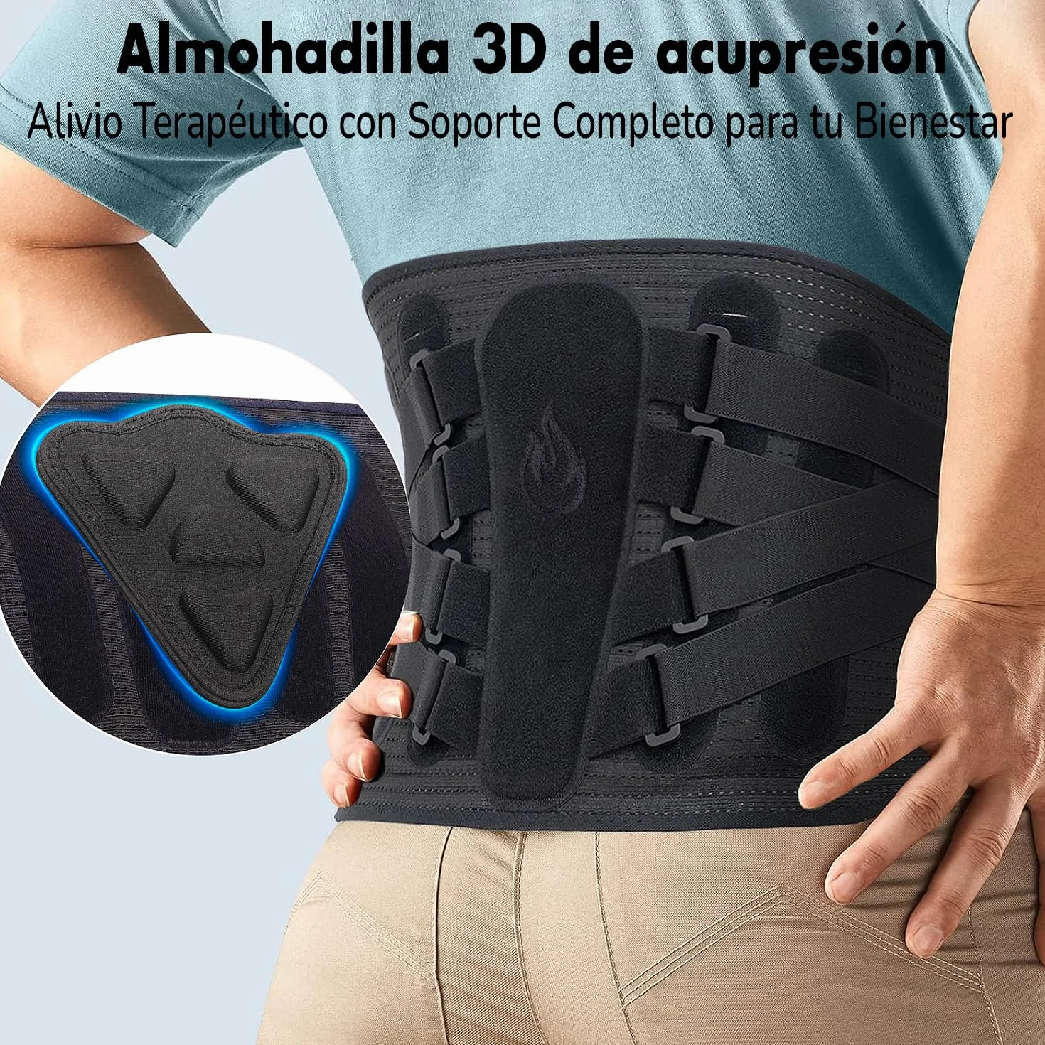 Pas lędźwiowy dla mężczyzn i kobiet ze wsparciem bionicznym, 3D, ergonomiczne szyny, 8 punktów kompresyjnych, oddychająca elastyczna siatka, bóle pleców, rwa kulszowa