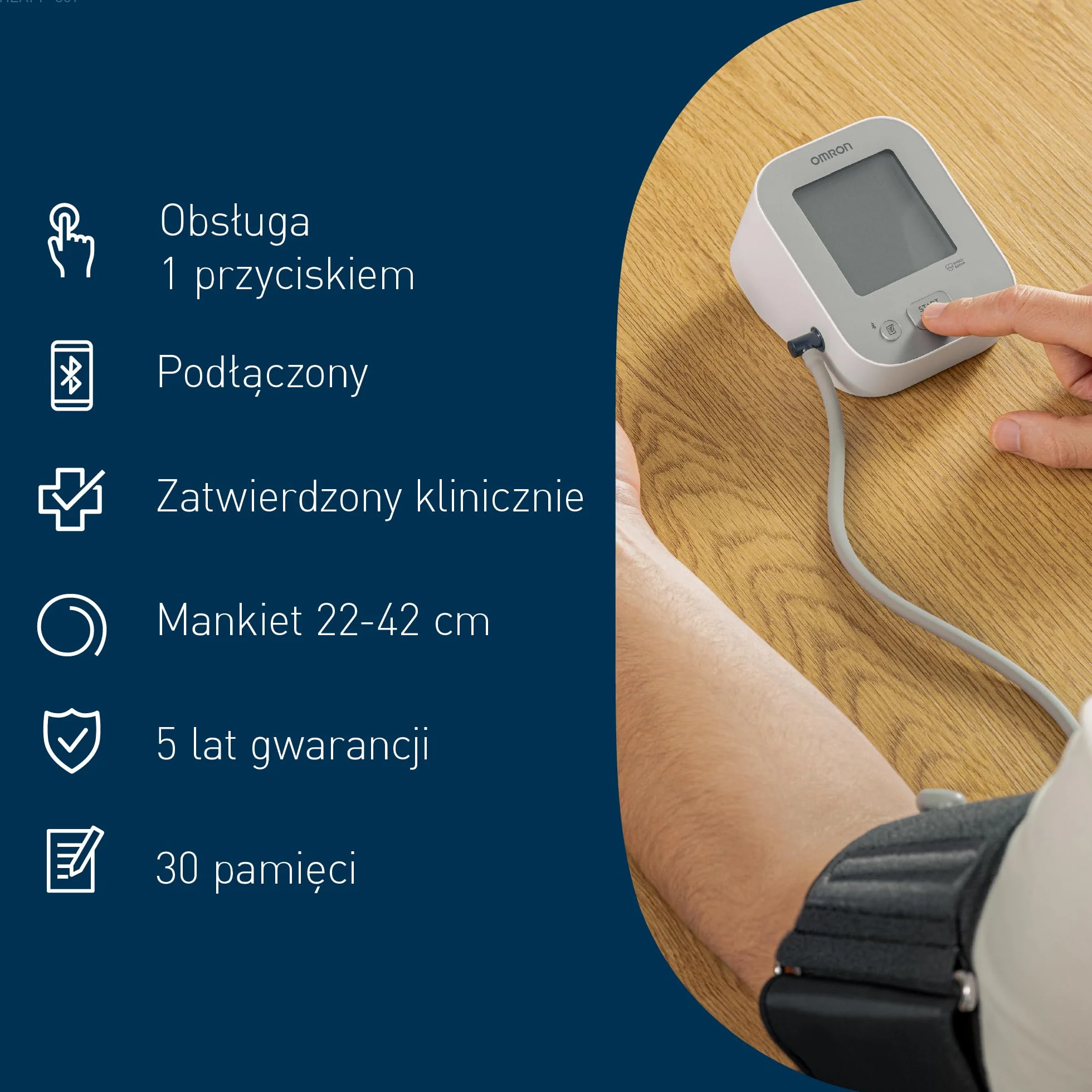 OMRON X2+ Connect Ciśnieniomierz Naramienny, Zatwierdzone Klinicznie Urządzenie Mierzące Ciśnienie Krwi z Mankietem (22-42cm), Aparat do Mierzenia Ciśnienia z Bluetooth oraz Aplikacją OMRON Connect