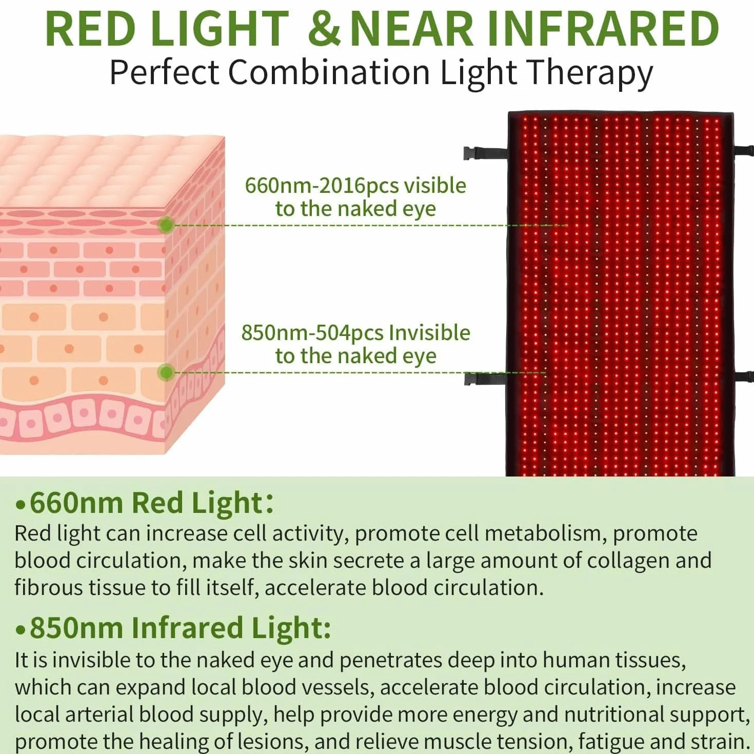 2520 sztuk diody LED mata do terapii światłem czerwonym do ciała-urządzenie do terapii światłem podczerwonym, podkładka do terapii światłem w bliskiej podczerwieni