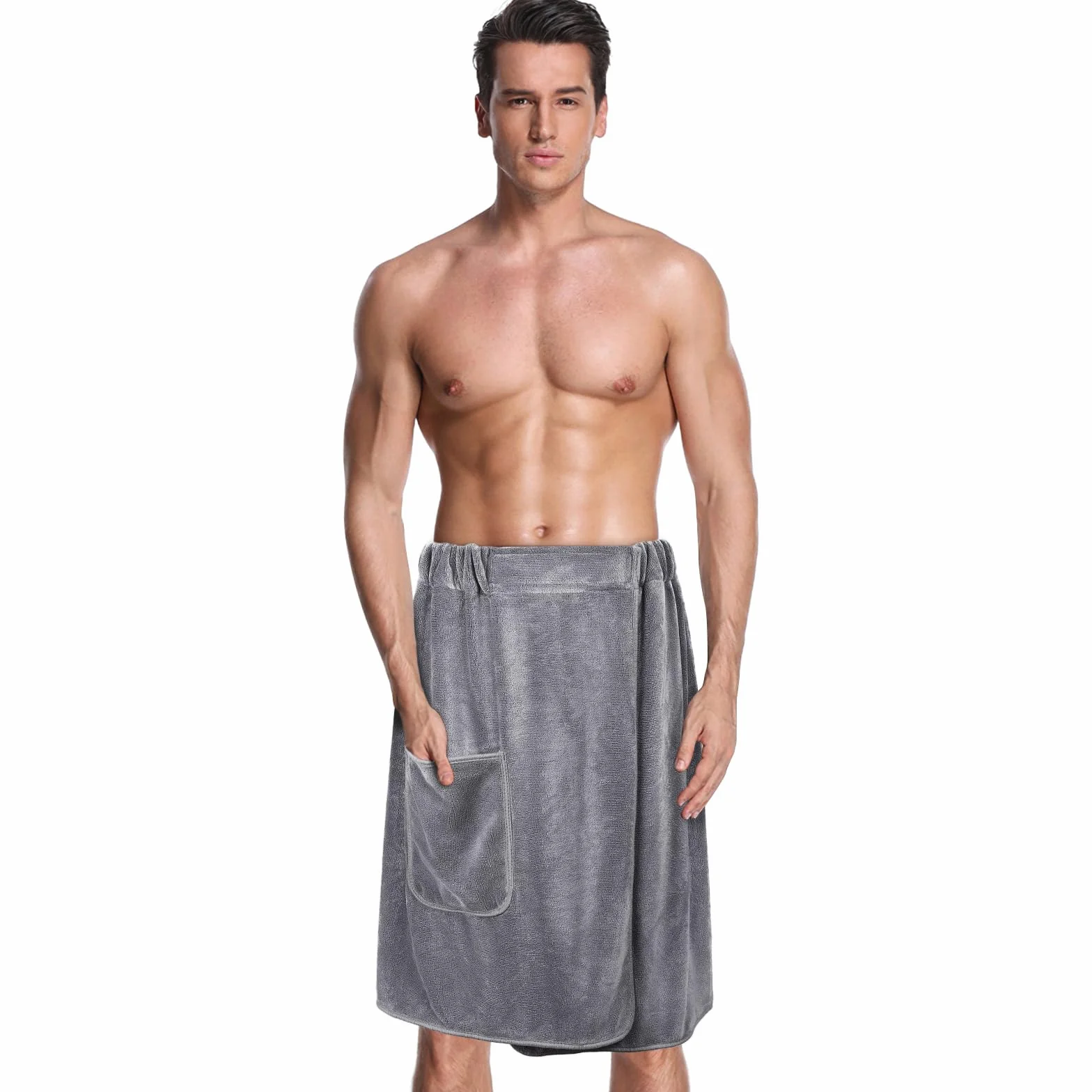 Męski kilt do sauny, elastyczny, 60 x 150 cm, z zatrzaskiem, do kiltu, duży, szybkoschnący ręcznik do sauny, ręcznik hammam, ręcznik do sauny do studia fitness