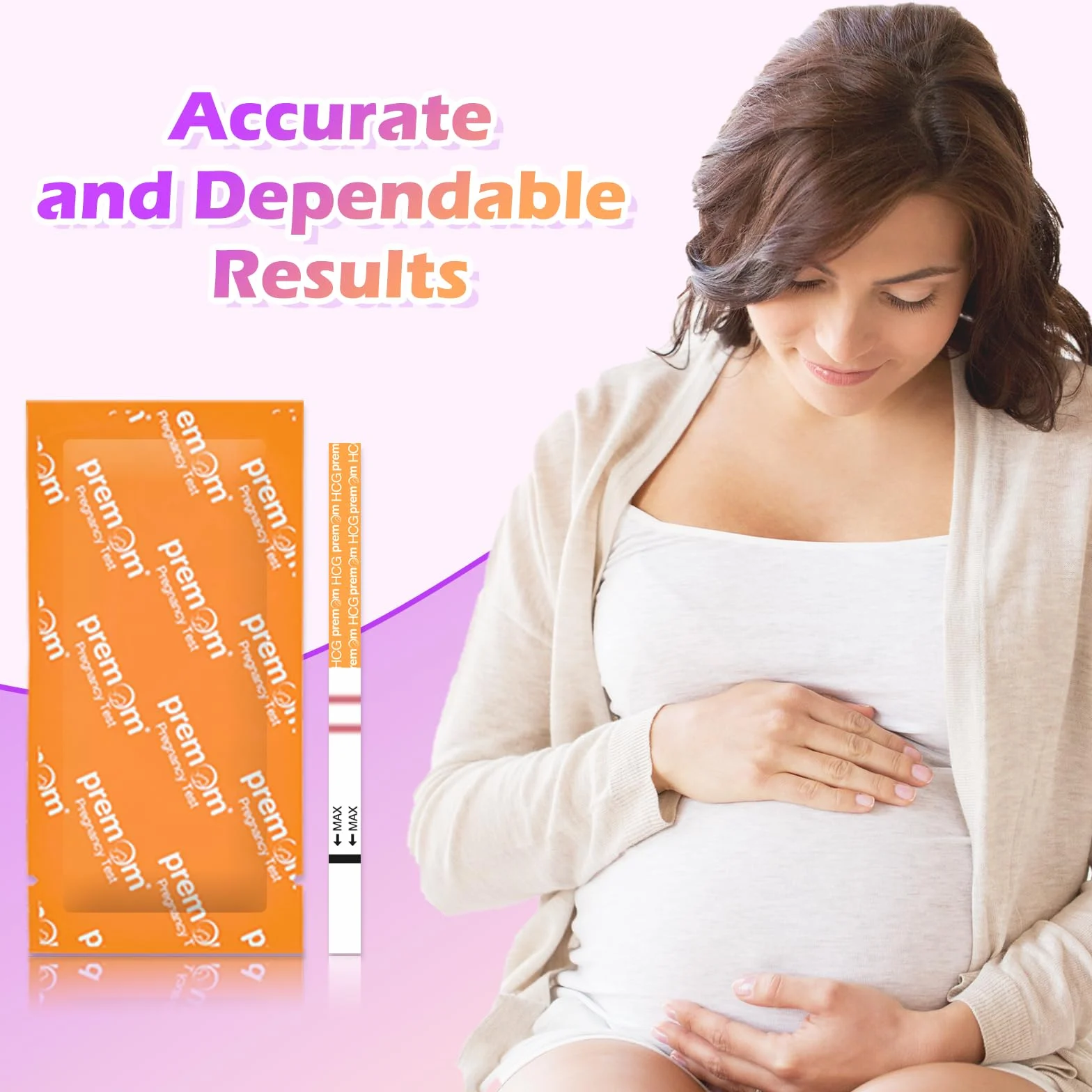 30 Premom Ultraczuły Test Ciążowy : Szybki test hCG 10 mIU/ml moczu z aplikacją Smart App Premom丨 Pasek z odczynnikami do wczesnej ciąży