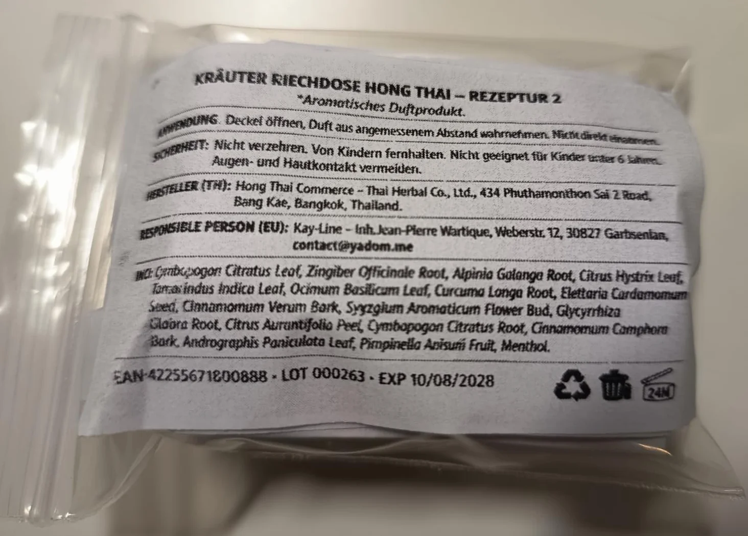 Hong Thai Puszka zapachowa naturalne odświeżenie tajskimi ziołami i olejkami 2 puszki