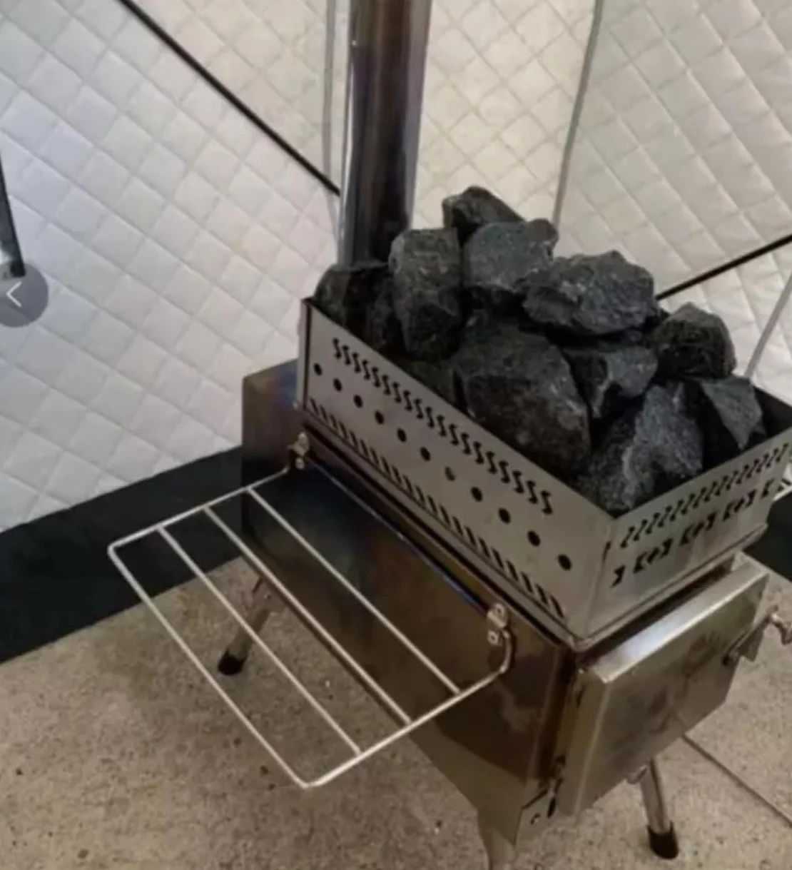 Przenośny zewnętrzny namiot do sauny z piecem kamiennym/kominem
