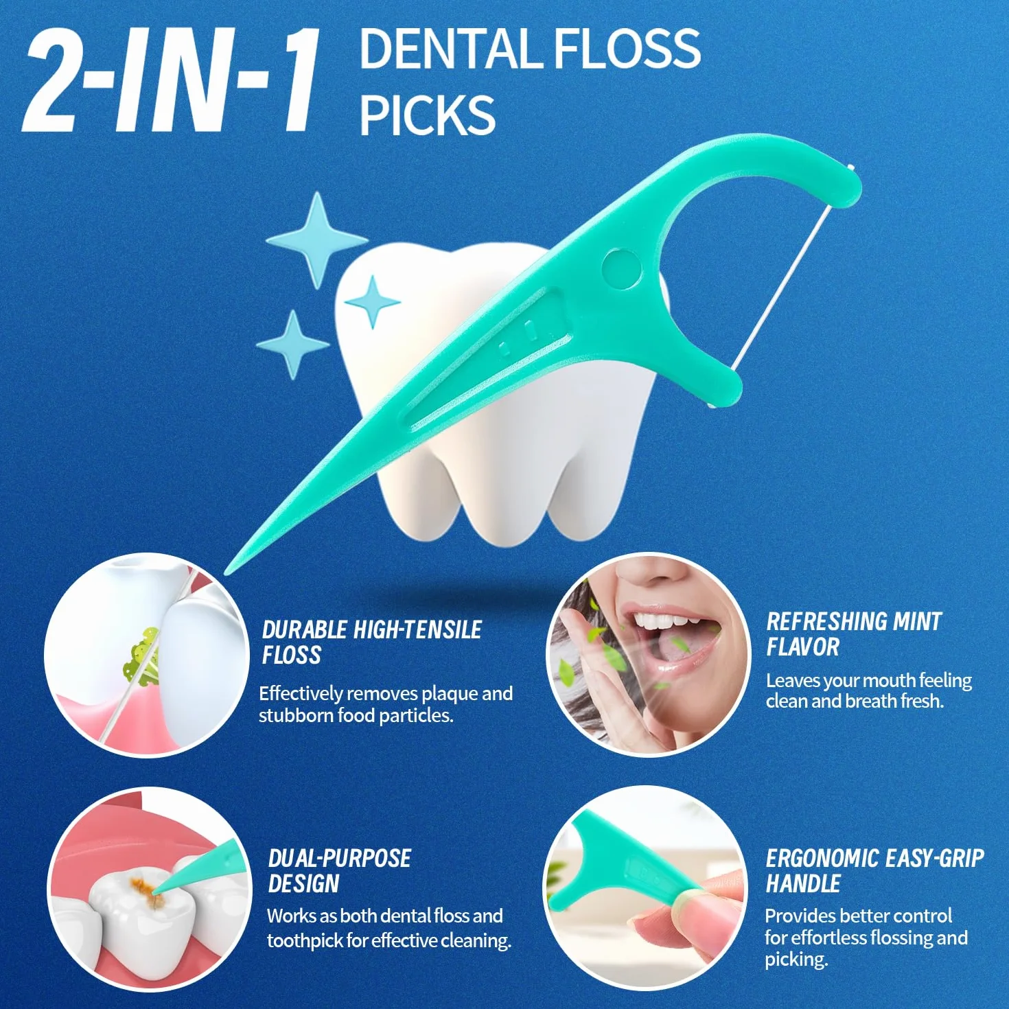 Nić dentystyczna 300 sztuk pałeczki do zębów z uchwytem jedwabne 60 sztuk