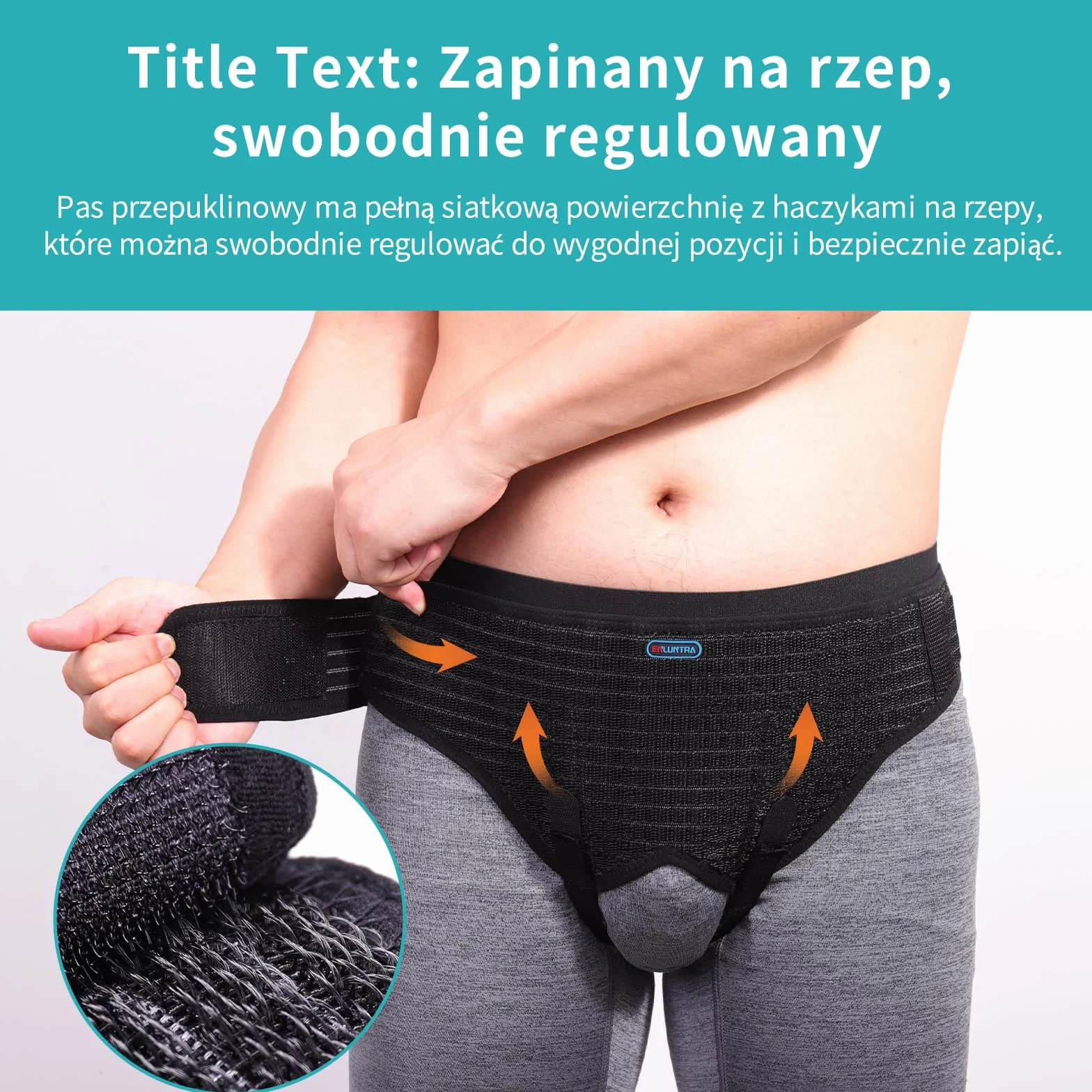 ENLUNTRA Przepuklina pachwinowa dla mężczyzn i kobiet, pas przepuklinowy do podwójnej przepukliny pachwinowej, łagodzenie bólu i regeneracji, regulowany pas biodrowy z 4 zdejmowanymi podkładkami(M)