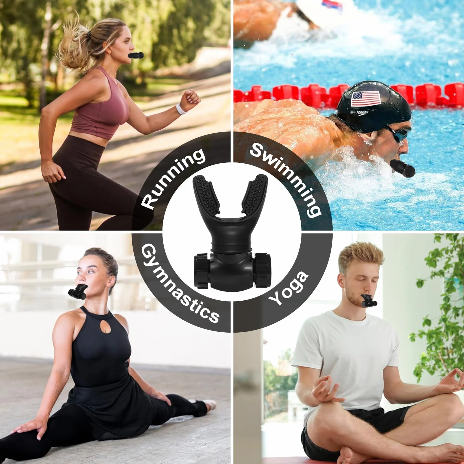 oxyfit trener oddychania, trener oddechowy płuc, przyrząd do treningu pojemności płuc z regulowanymi opornikami dla zwiększenia wytrzymałości oddechowej – czarny