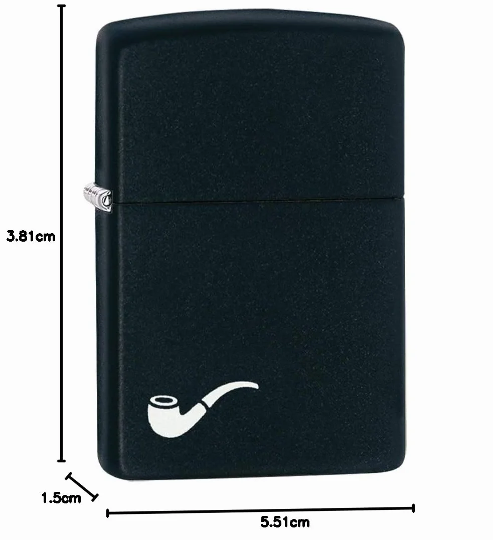 Zippo Zapalniczka Sztormowa Motyw Fajki Czerń Matowa Wielokrotnego Użytku Płomień Odporny na Wiatr Made in USA