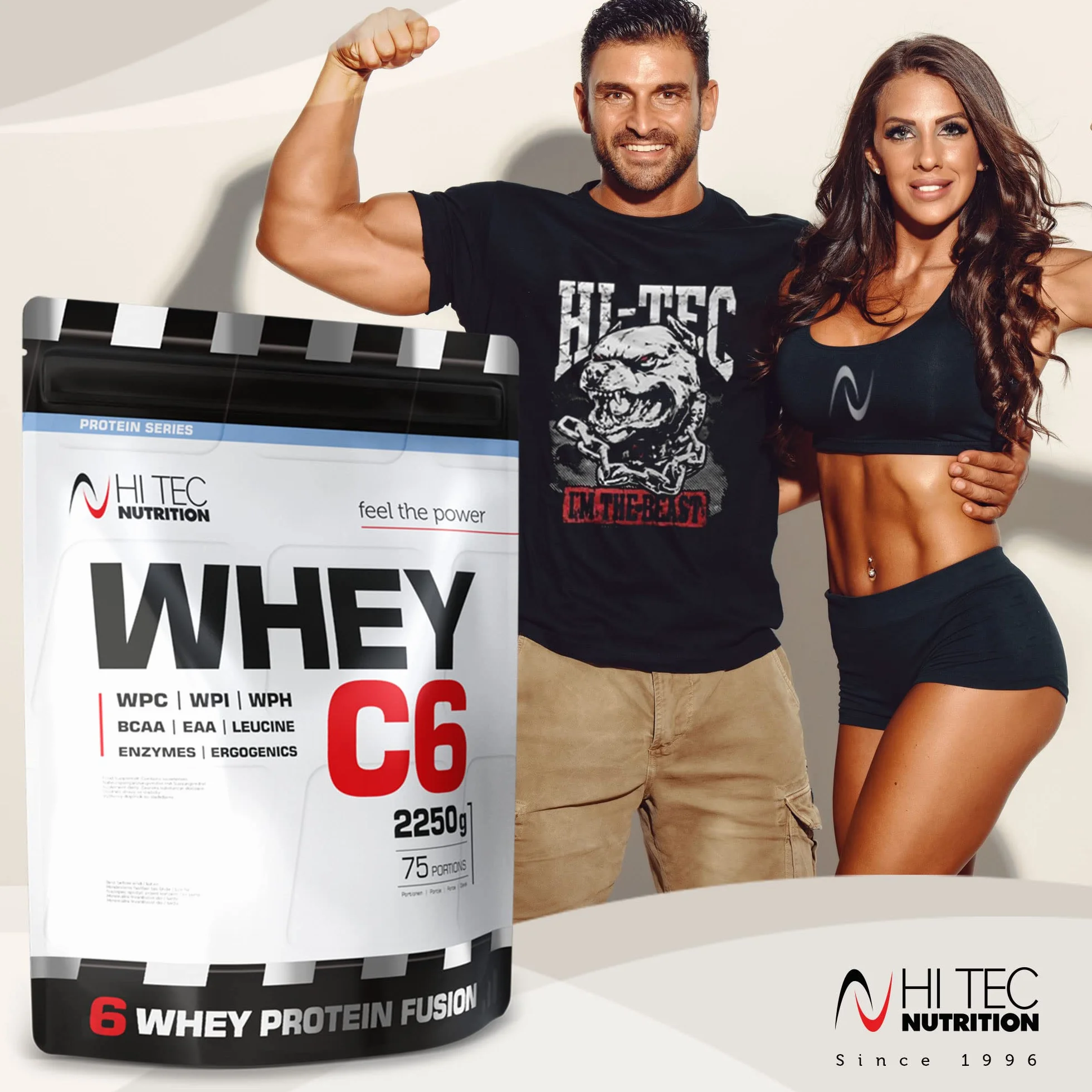 HI TEC NUTRITION, Wysokobiałkowy Suplement do Picia, dla Sportowców, Kulturystów, na Siłowni na Mięśnie, Wanilia, Whey C-6, 1000 g