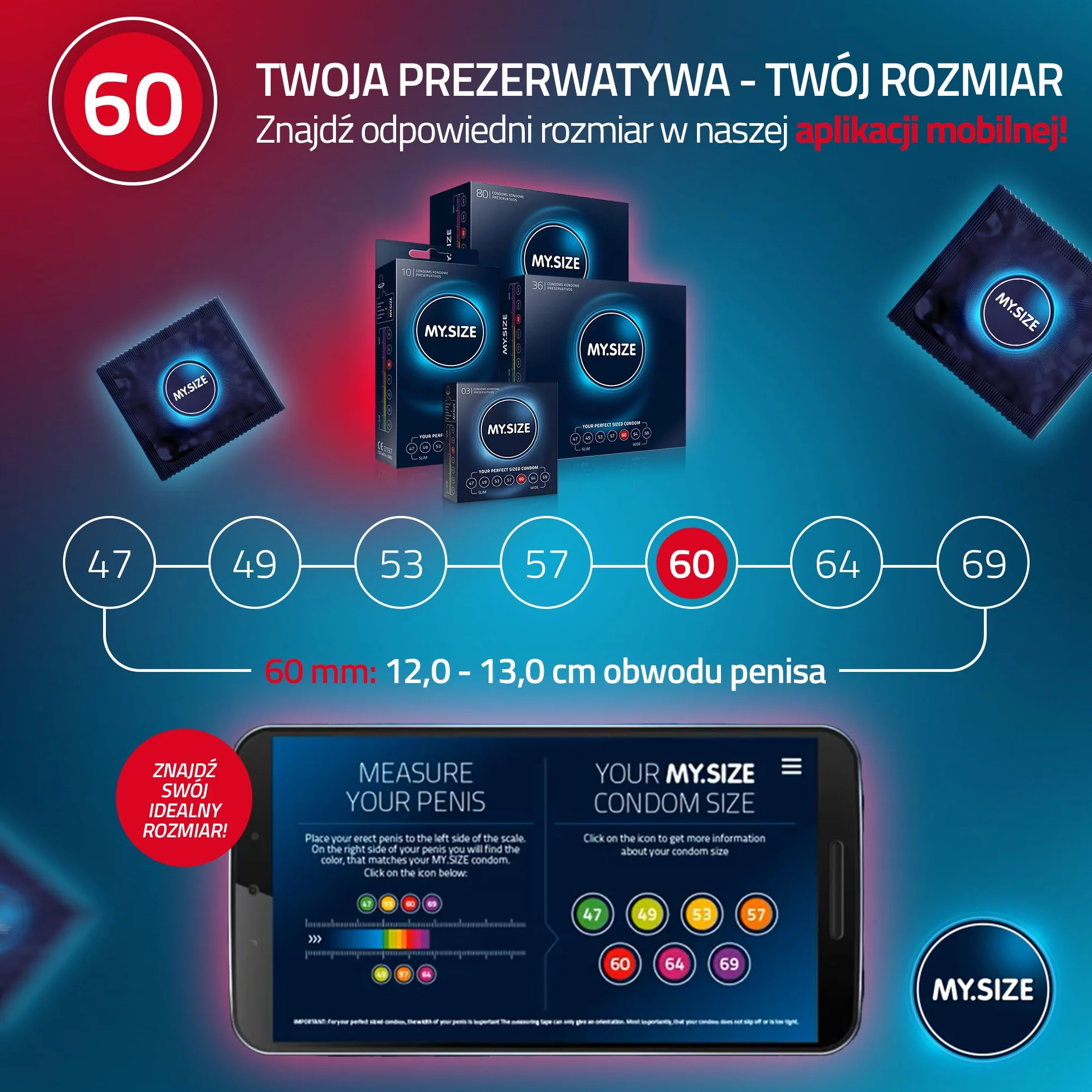 Prezerwatywa MY.SIZE 60mm, 10 sztuki - idealne dopasowanie i odpowiedni rozmiar dla każdego