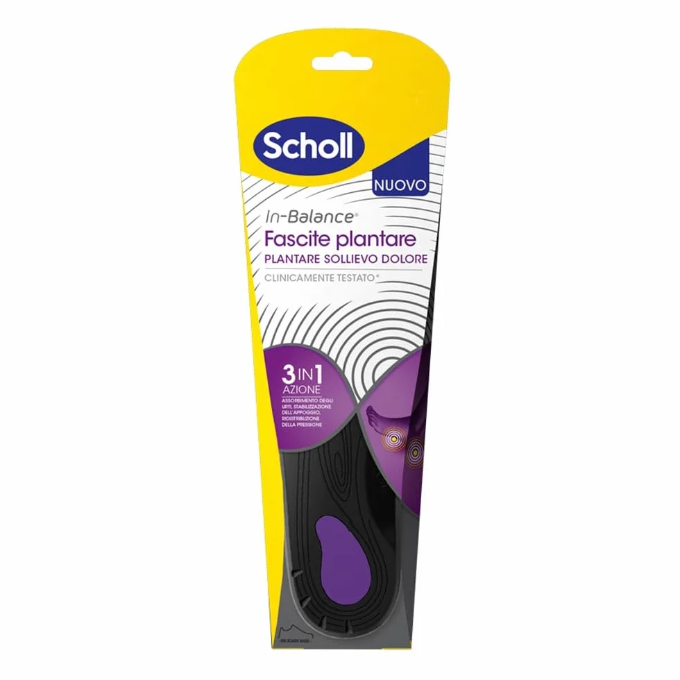 Scholl In-Balance wkładka ze wzmocnionym łukiem i wsparciem pięty do łagodzenia bólu powięzi podeszwowej, rozmiar S (37-39,5), 1 para, dla mężczyzn i kobiet