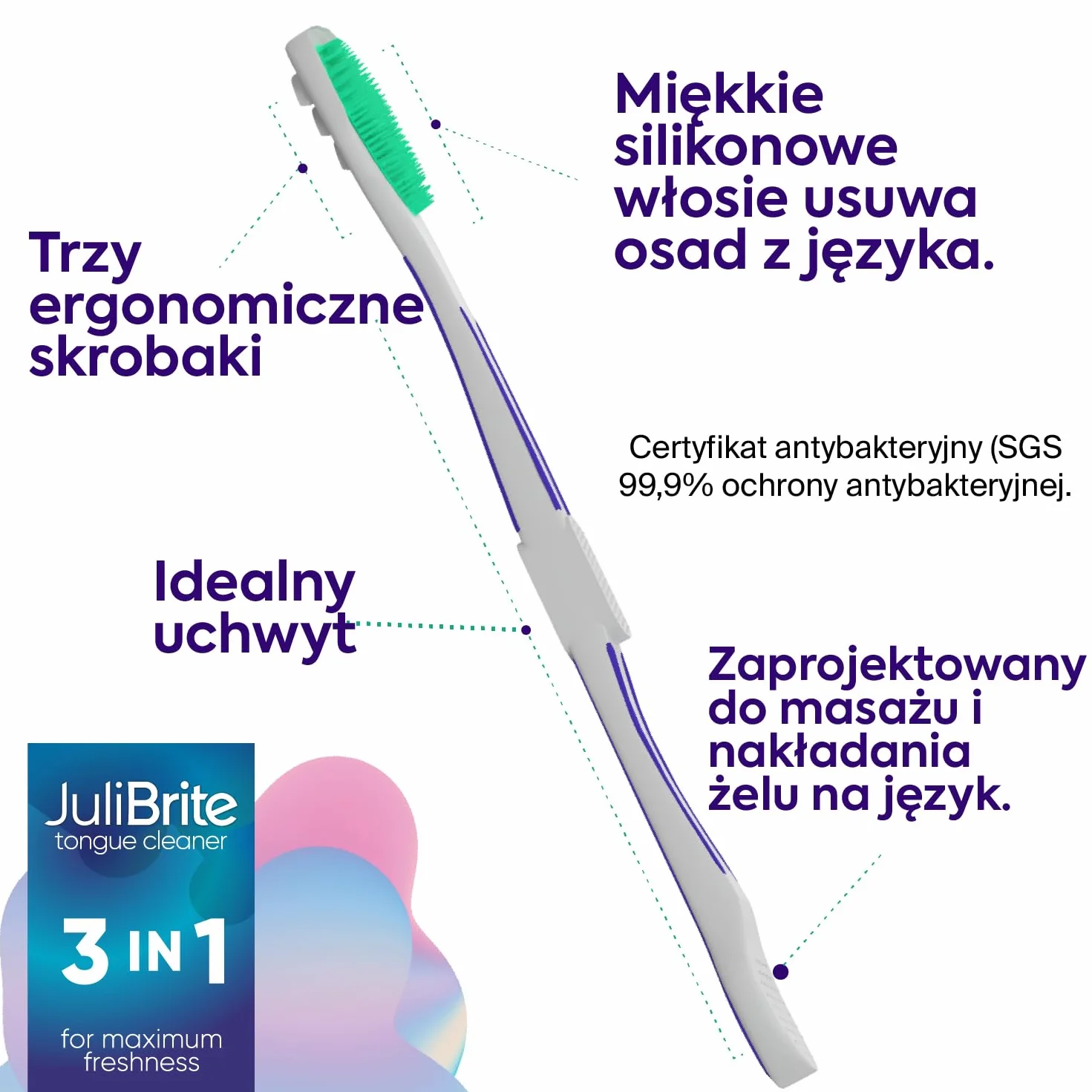 Żel do czyszczenia języka 50 ml + szczoteczka zestaw na nieświeży oddech