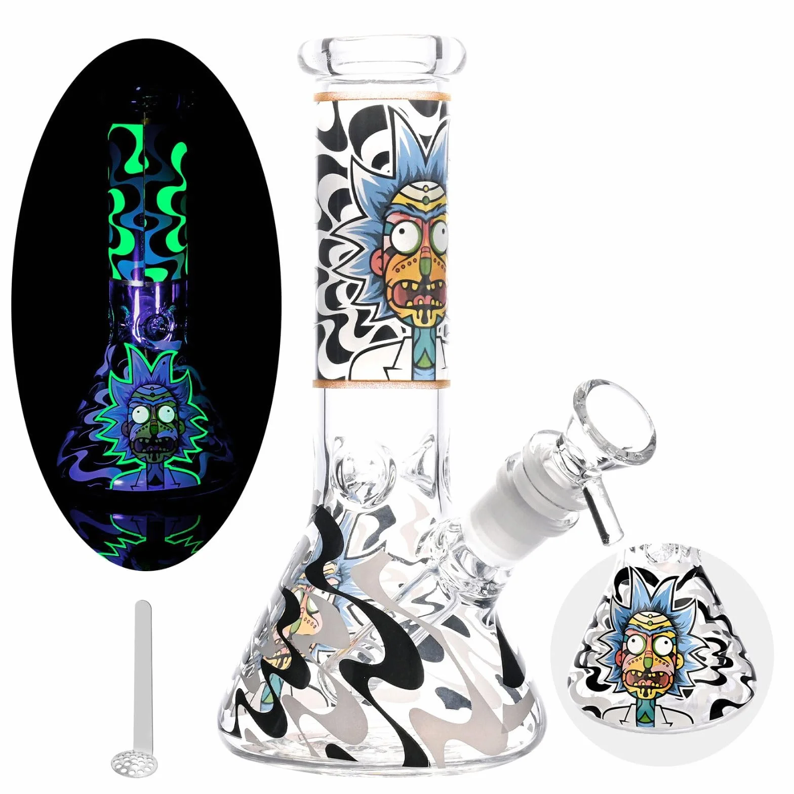 Masenyee szklana bong 20 cm 14,5 mm miska sitko fajka wodna Chillum Jade White