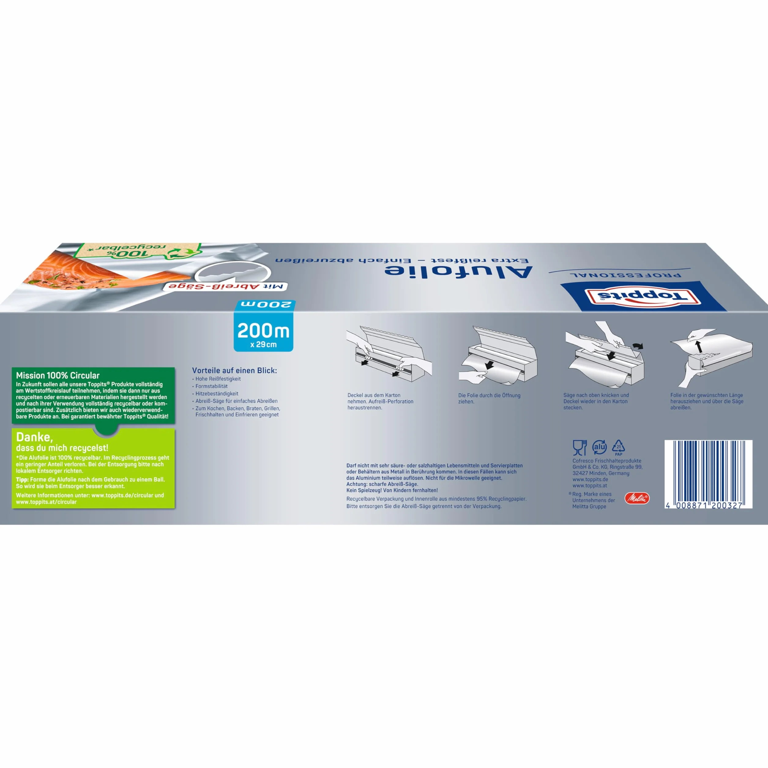 Toppits Professional Folia Aluminiowa 200 m Srebrny