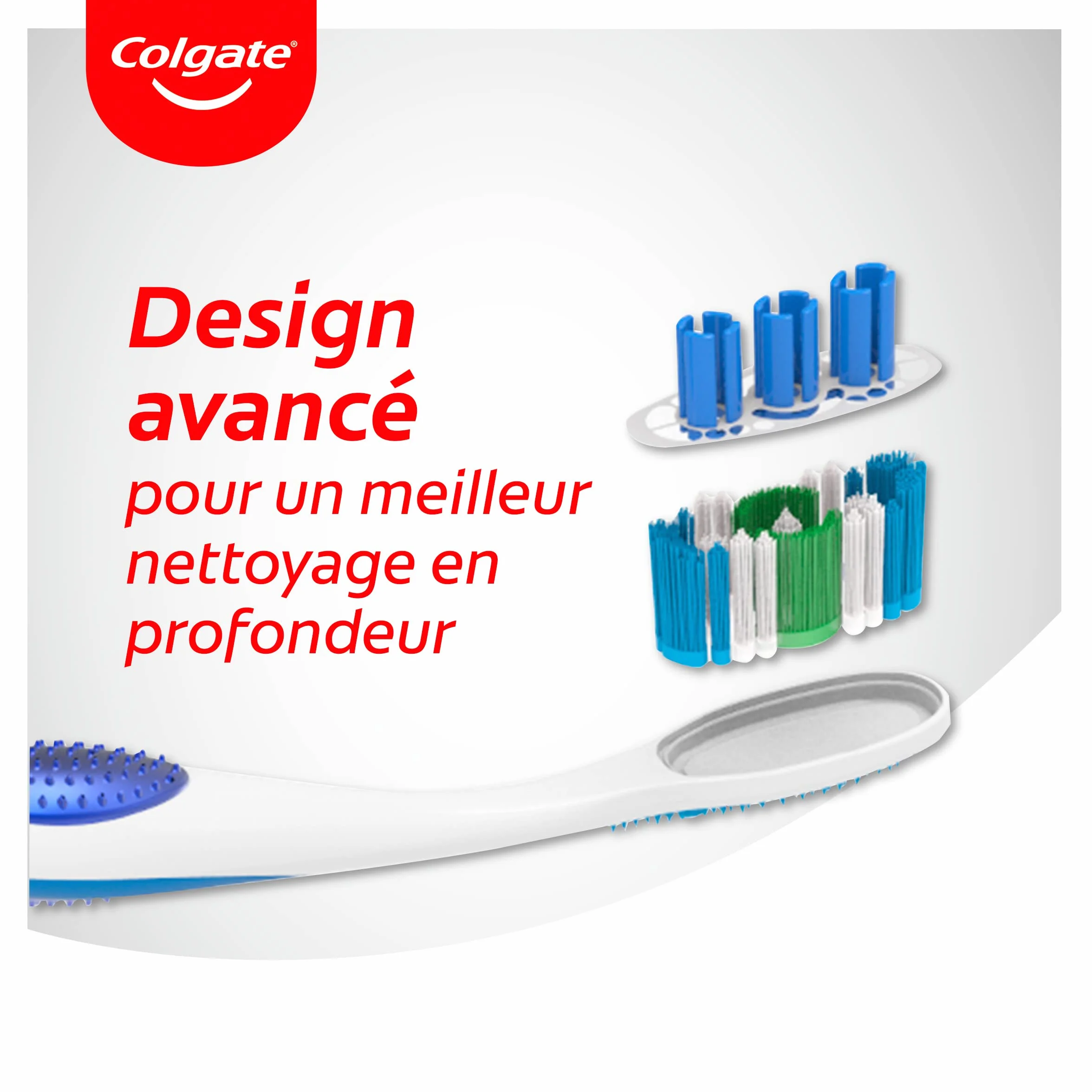 COLGATE - Szczoteczka do zębów 360 Deep Clean Medium - usuwa bakterie - nici międzyzębowe czyści między zębami