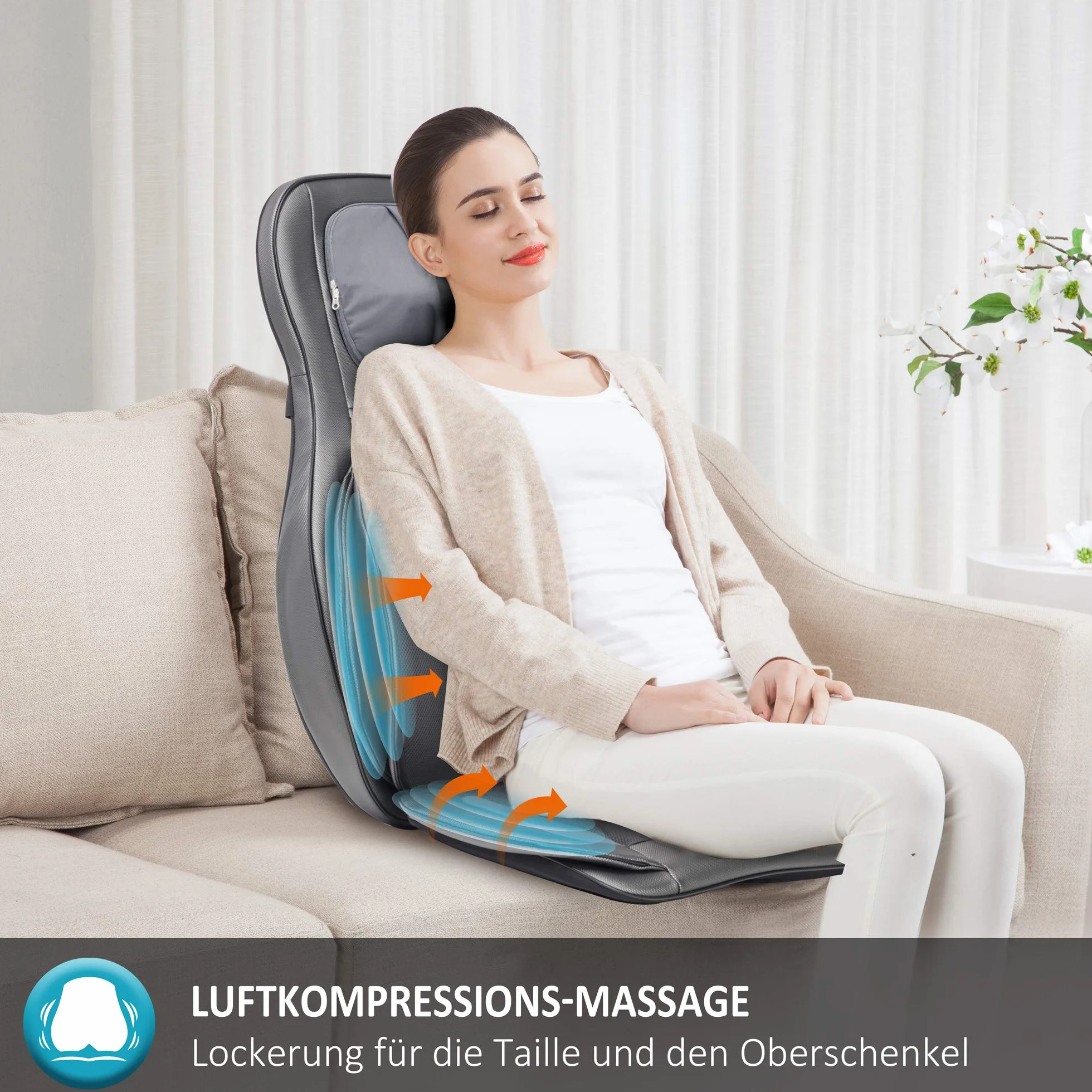COMFIER Ciepły masażer pleców i szyi - Masaż kompresyjny do siedzenia Shiatsu, fotel do masażu ugniatającego plecy, kark i ramiona