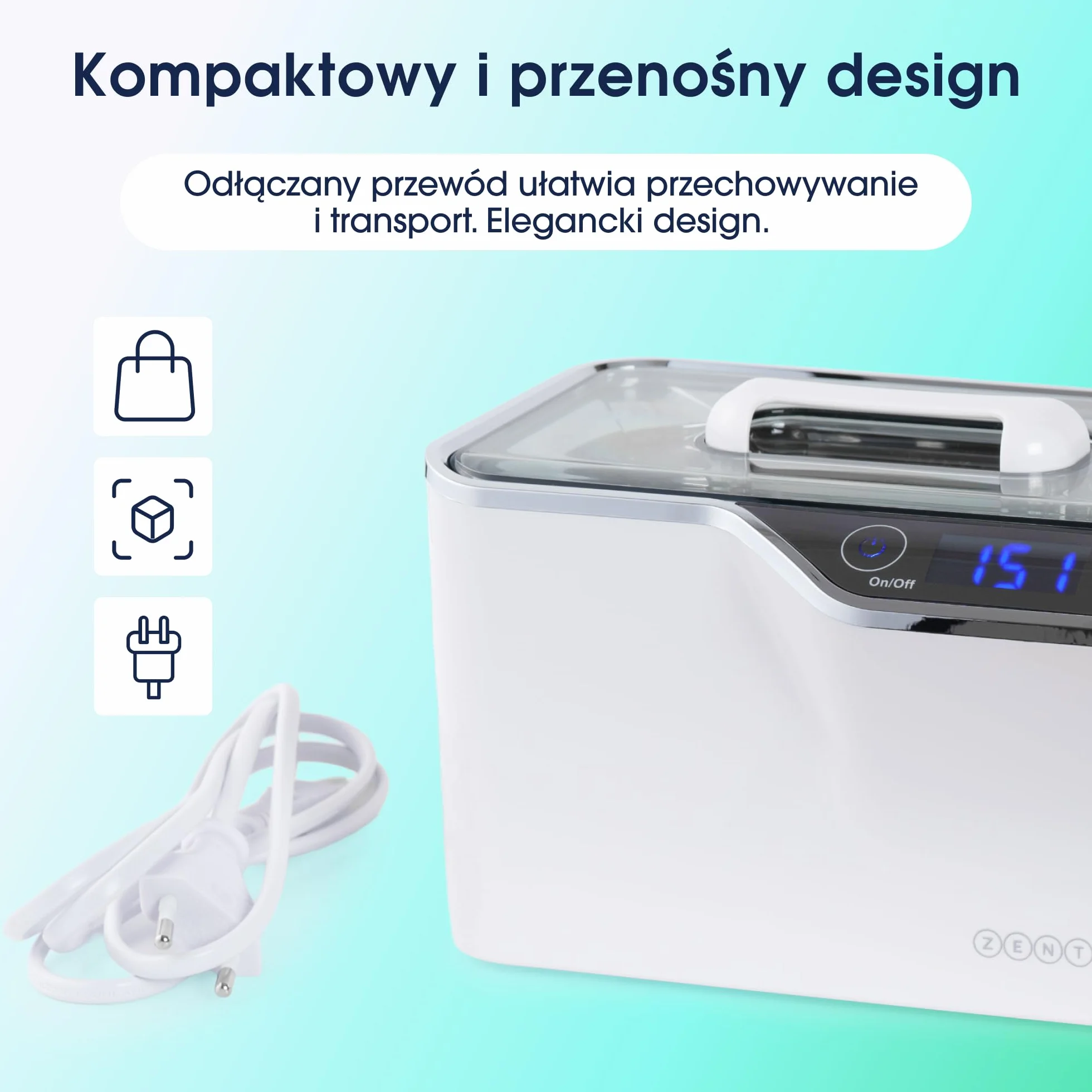 ZENT DeepClean+ Myjka ultradźwiękowa 600 ml do okularów, aparatów ortodontycznych, protez, biżuterii i akcesoriów - 5 Trybów czasowych, System aktywnego chłodzenia, Energooszczędne