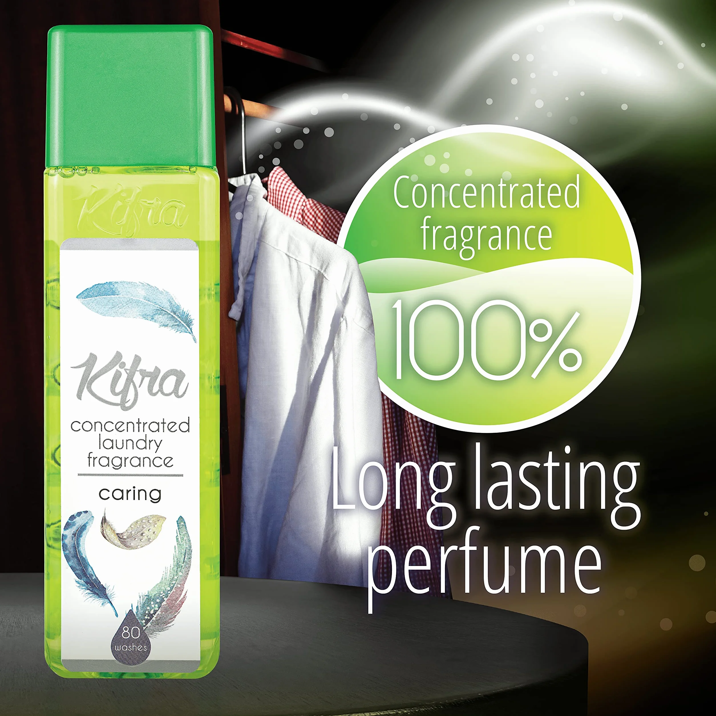 KIFRA Caring skoncentrowane perfumy do prania, 200 ml, 80 cykli prania, długotrwały zapach do prania
