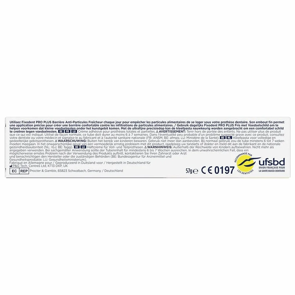 Fixodent Pro Plus Najlepsza technologia antybakteryjna samoprzylepny krem do protez 57G